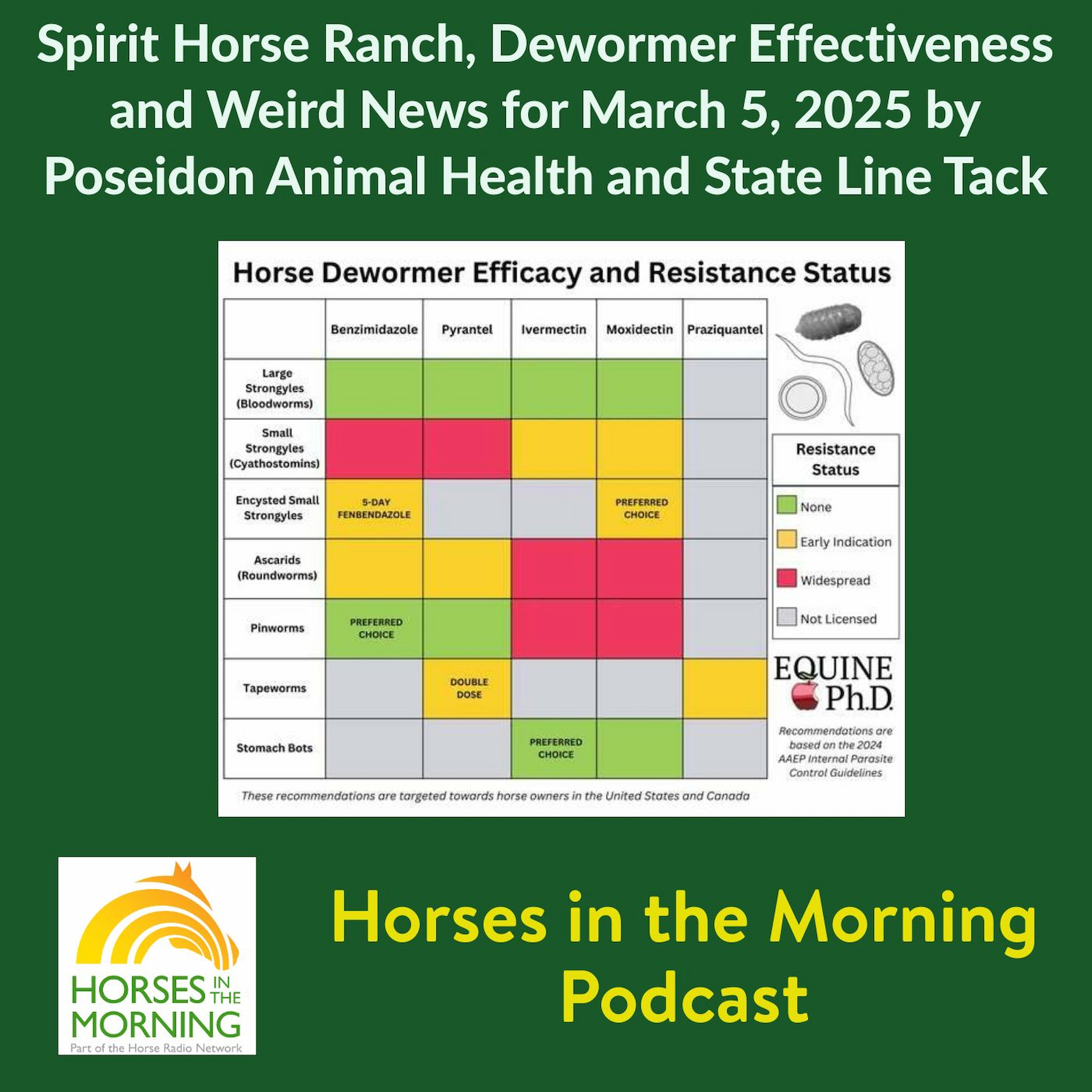 Spirit Horse Ranch, Dewormer Effectiveness and Weird News for March 5, 2025 by Poseidon Animal Health and State Line Tack - HORSES IN THE MORNING