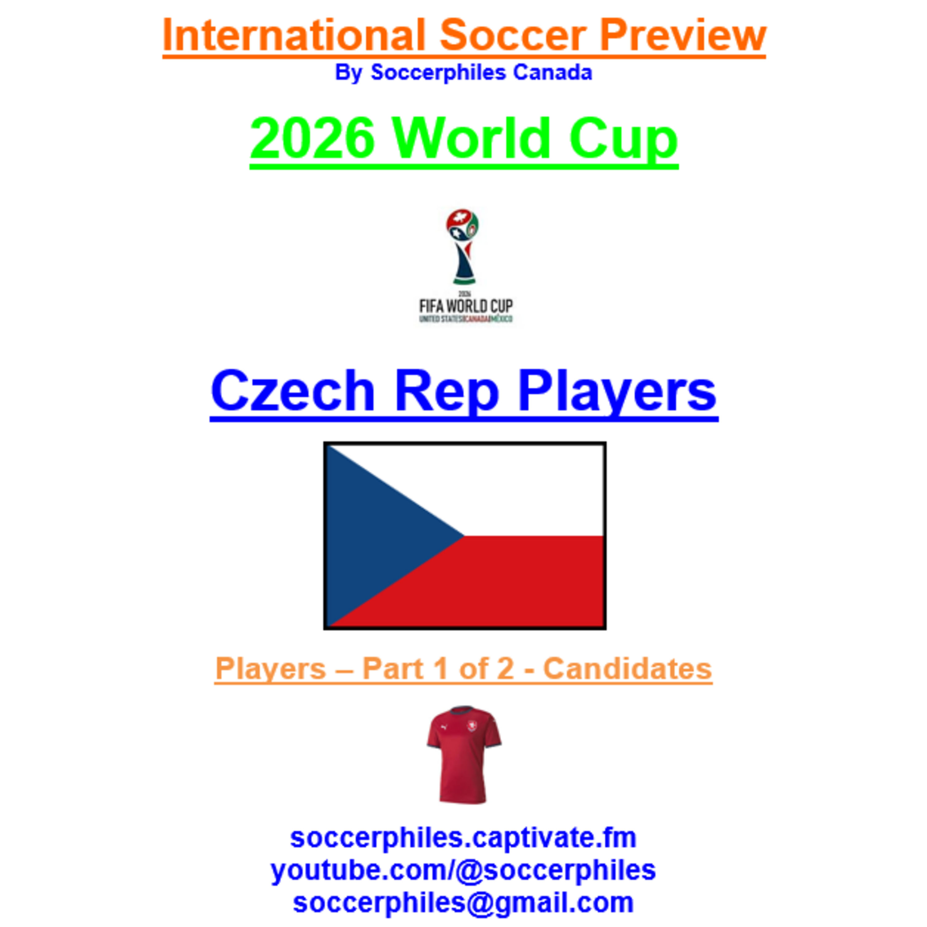 2026 FIFA World Cup – Czech Rep Players – Part 1 of 2