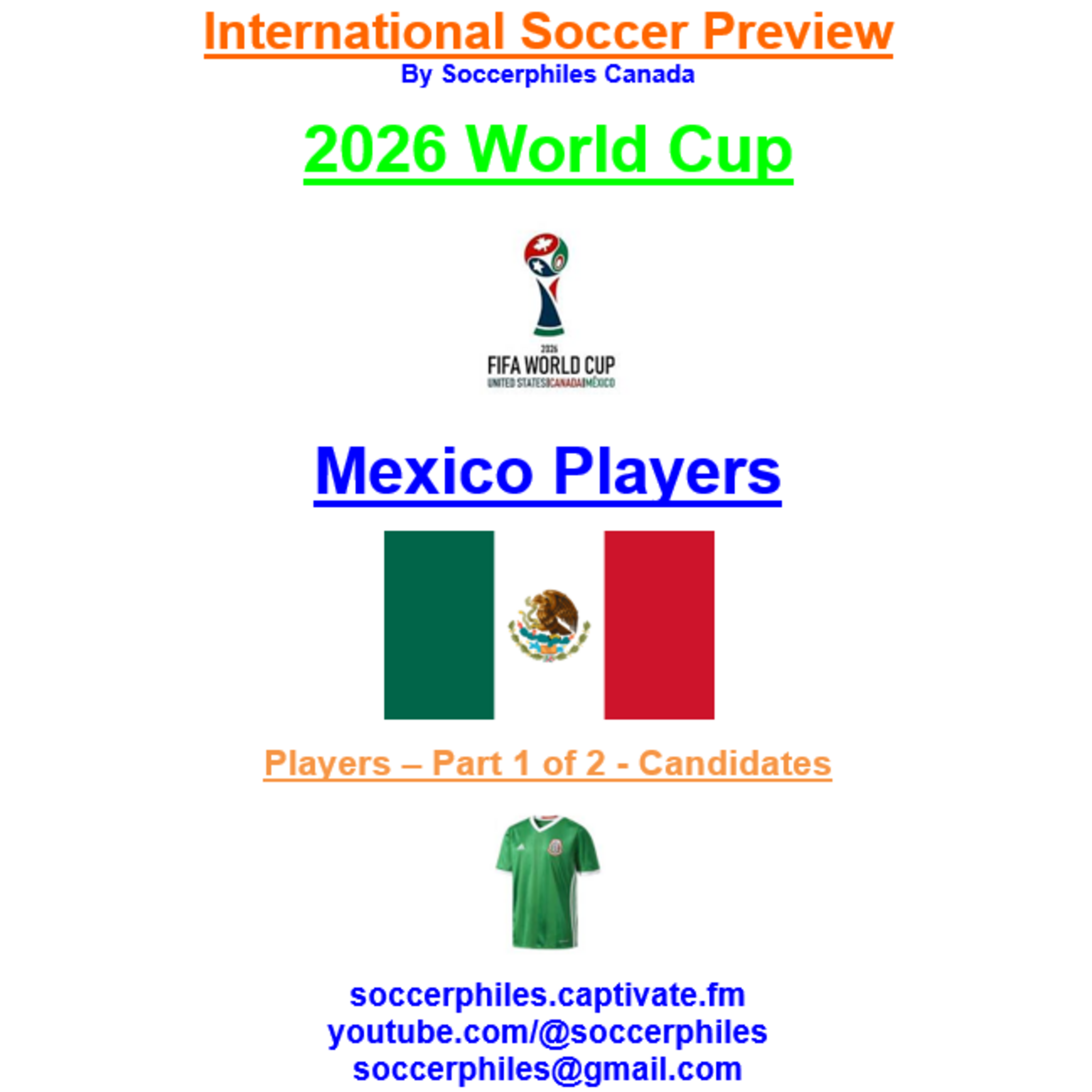 2026 FIFA World Cup – Mexico Players – Part 1 of 2