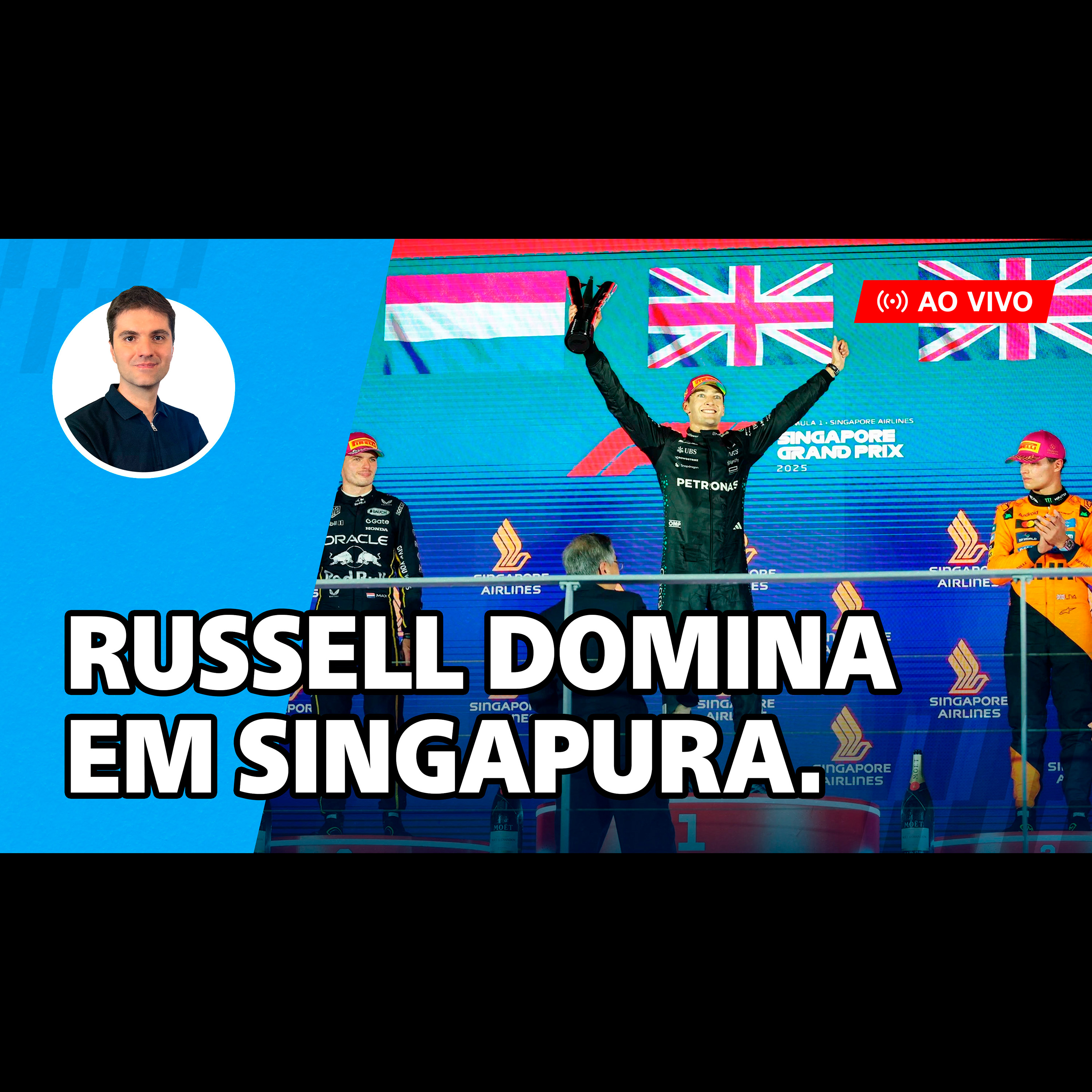 165. George Russell conquista a vitória no GP de Singapura, com Max Verstappen em segundo e Lando Norris em terceiro.
