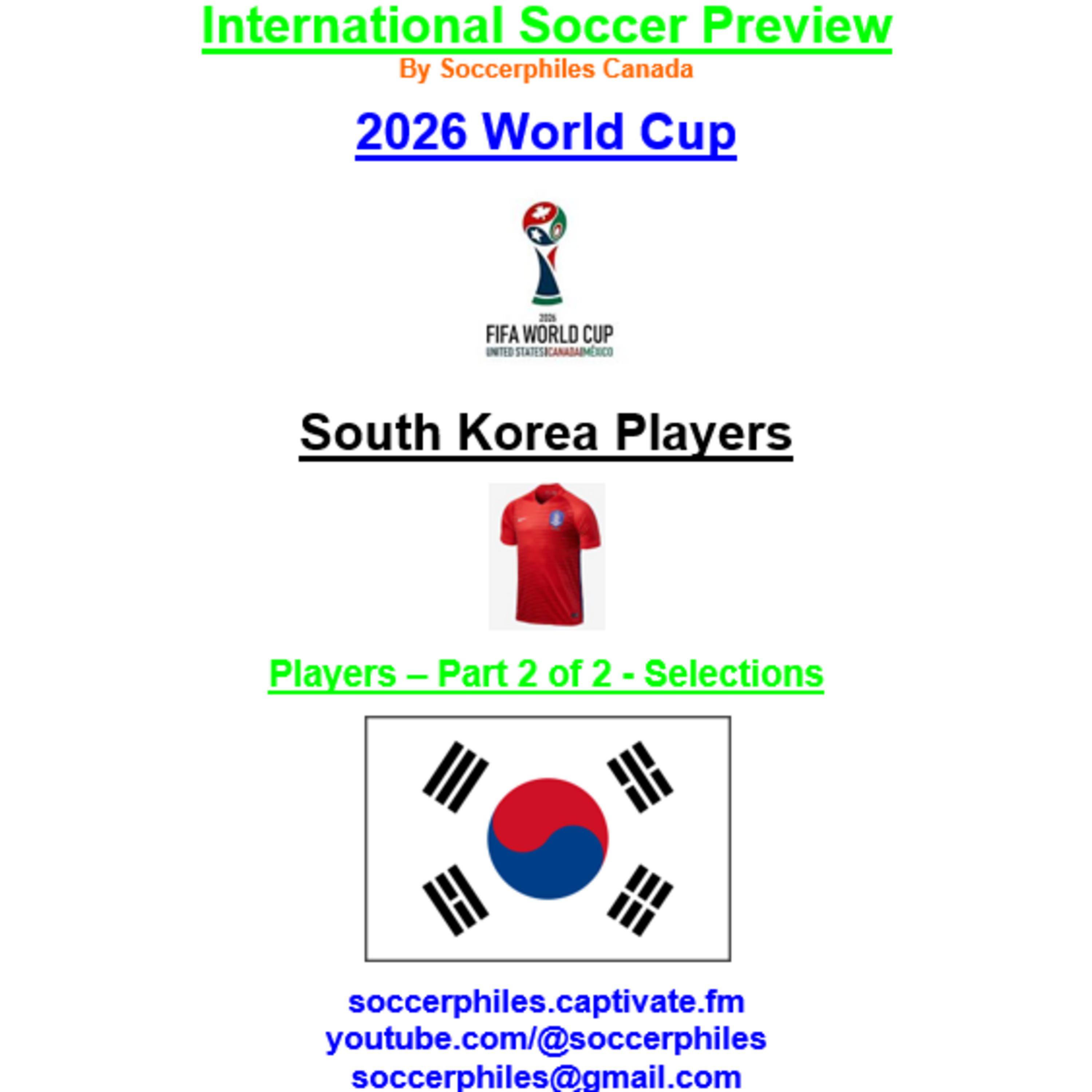 2026 FIFA World Cup – South Korea Players – Part 2 of 2