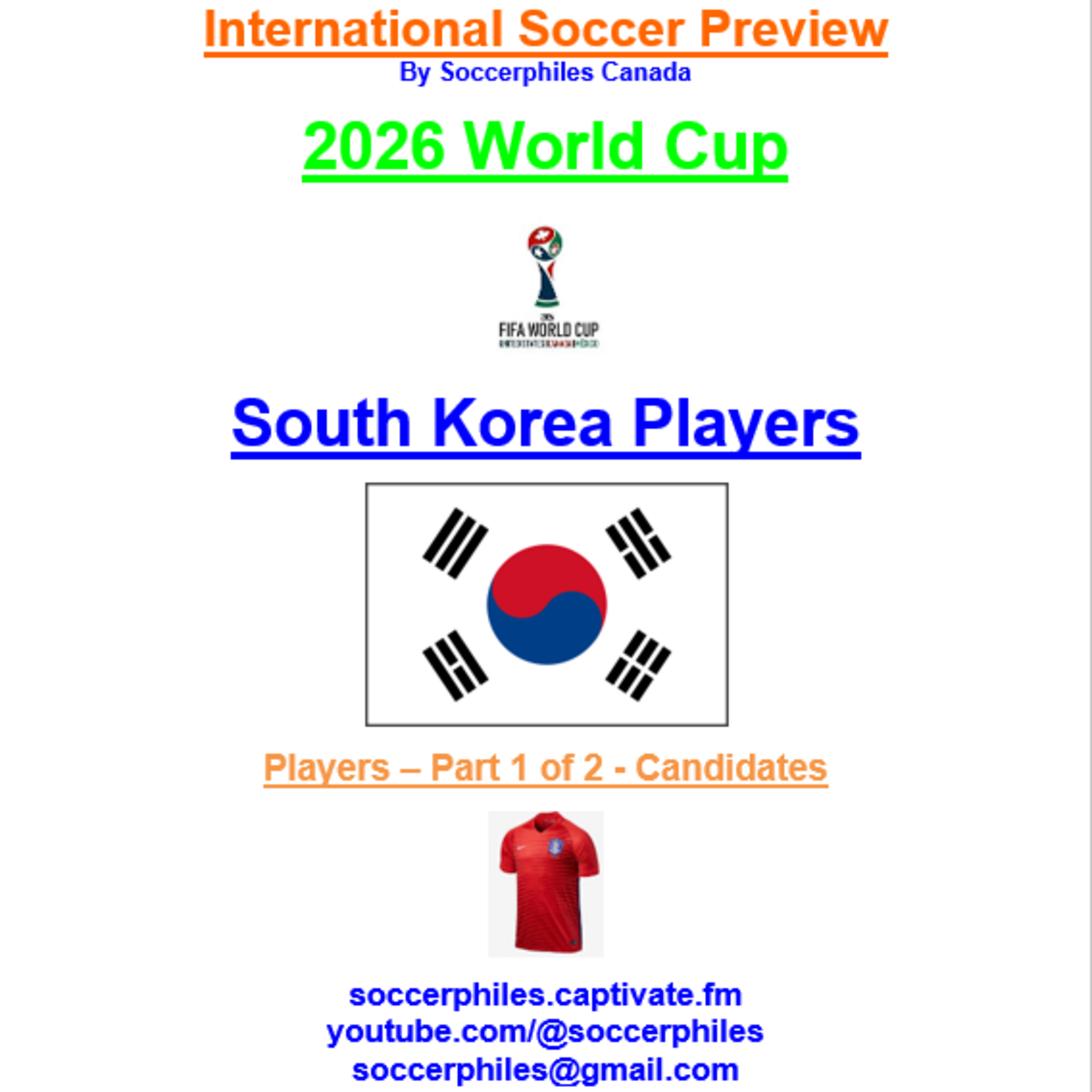 2026 FIFA World Cup – South Korea Players – Part 1 of 2