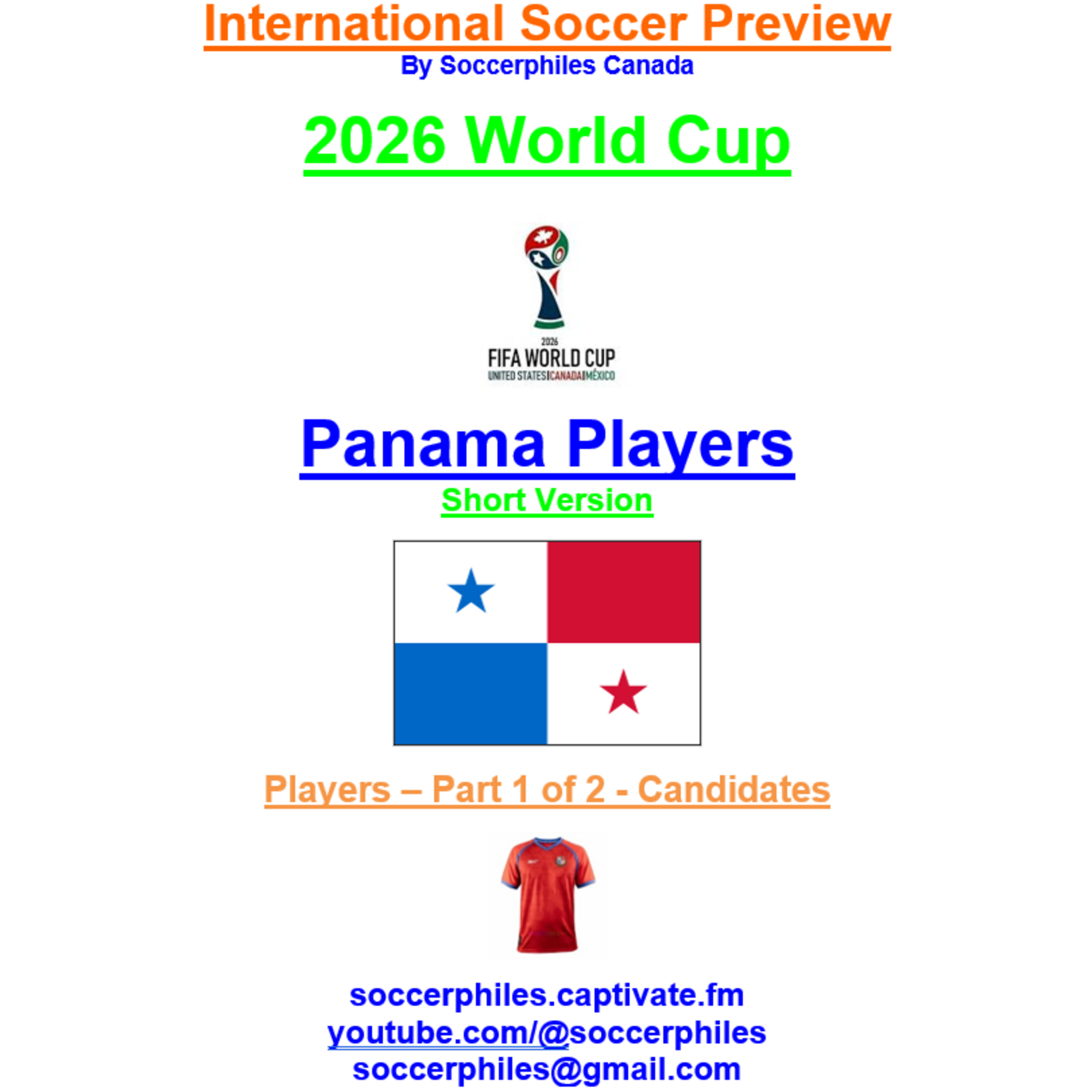 2026 FIFA World Cup – Panama Players – Short Version – Part 1 of 2