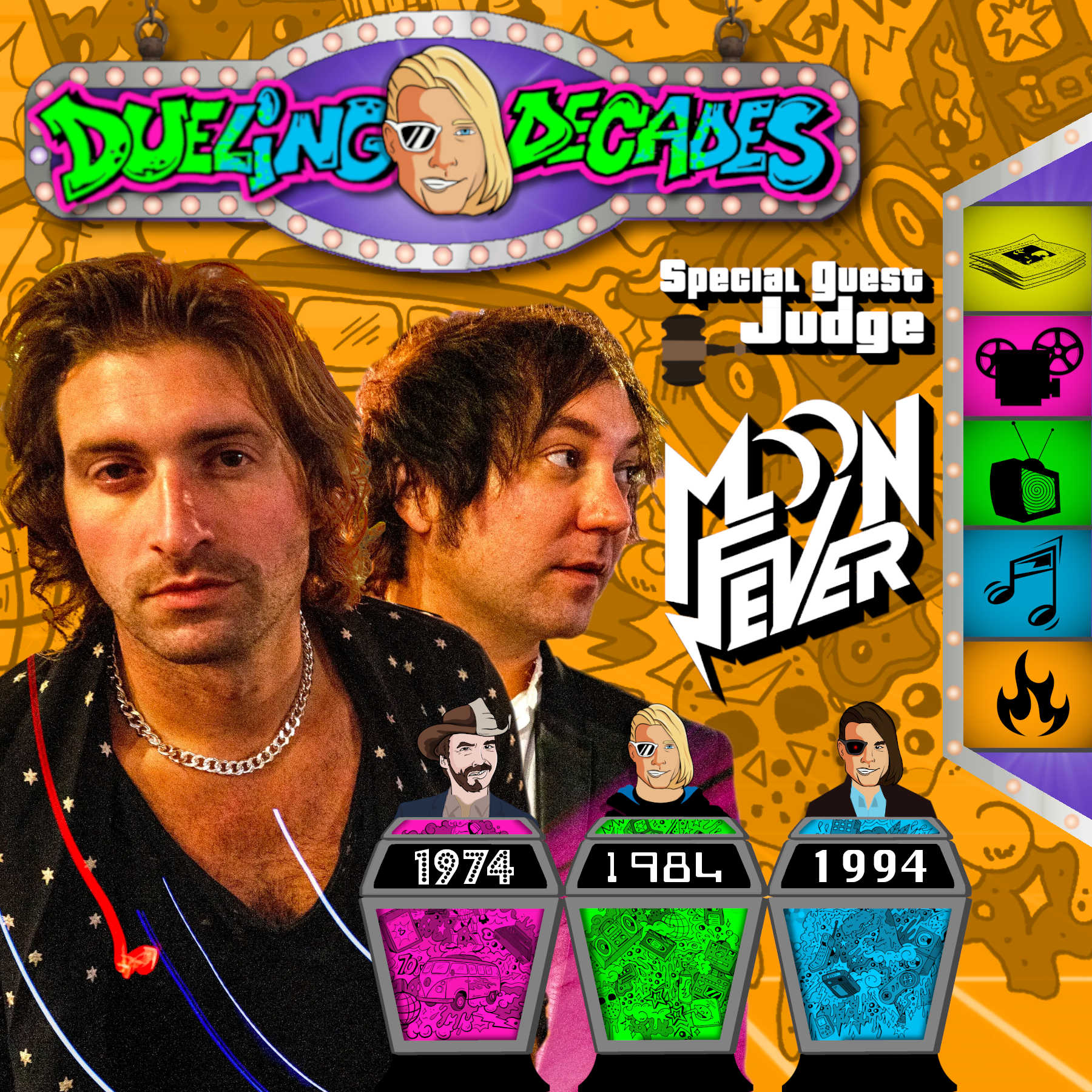 Rock band Moon Fever judges who had the best August 1974, 1984 or 1994!