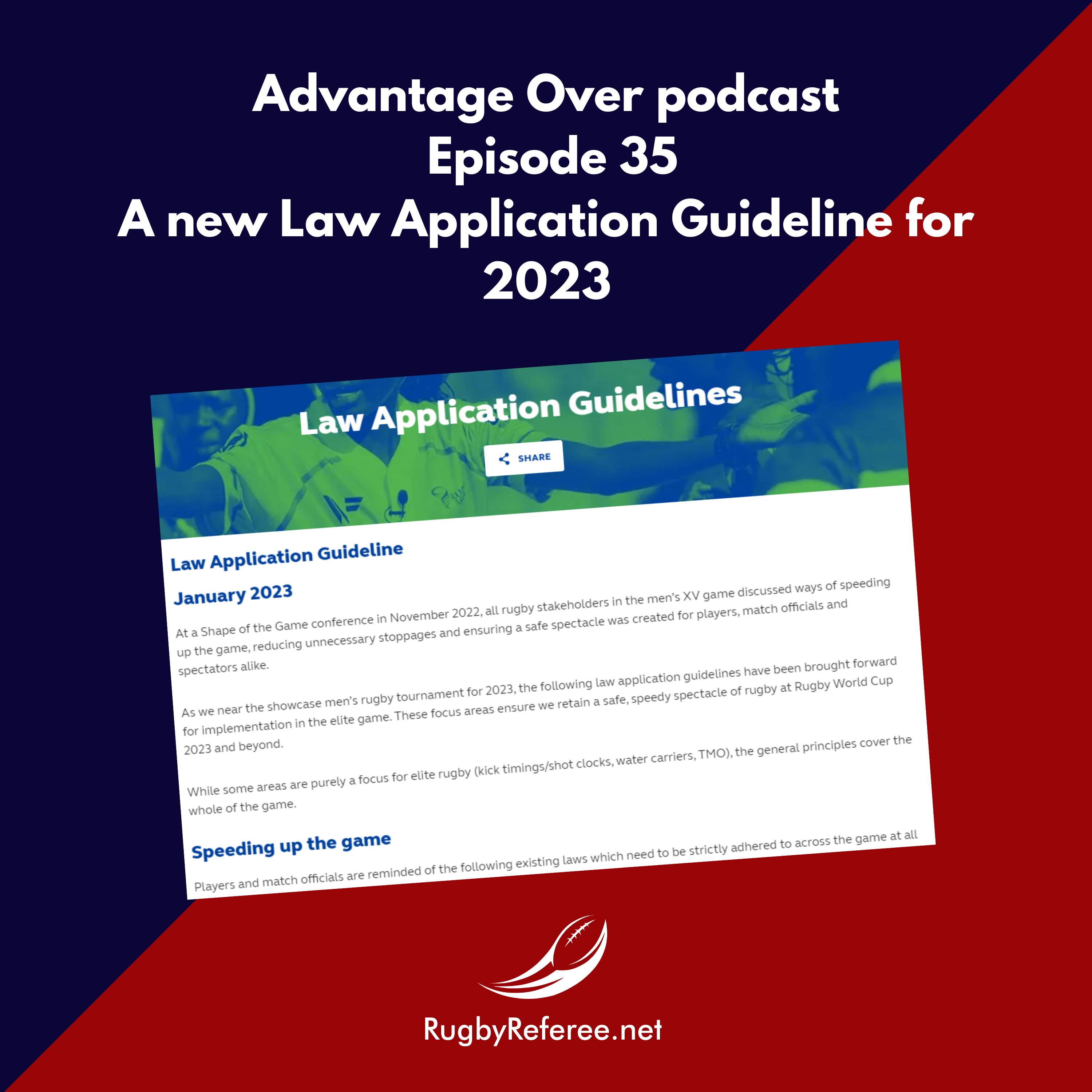 January 2023- Speeding up rugby - a new Law Application Guideline