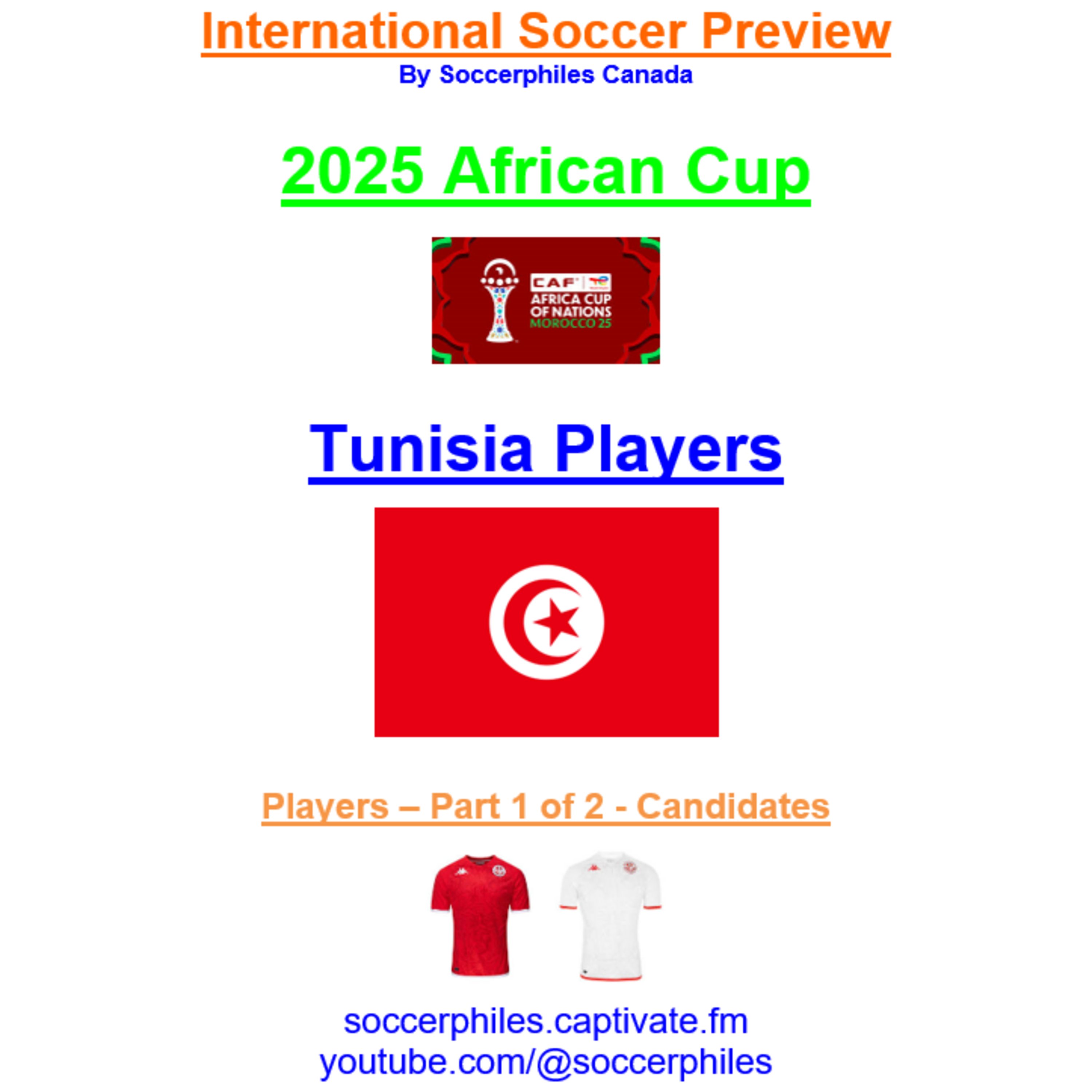 2025 African Cup – Tunisia Players – Part 1 of 2