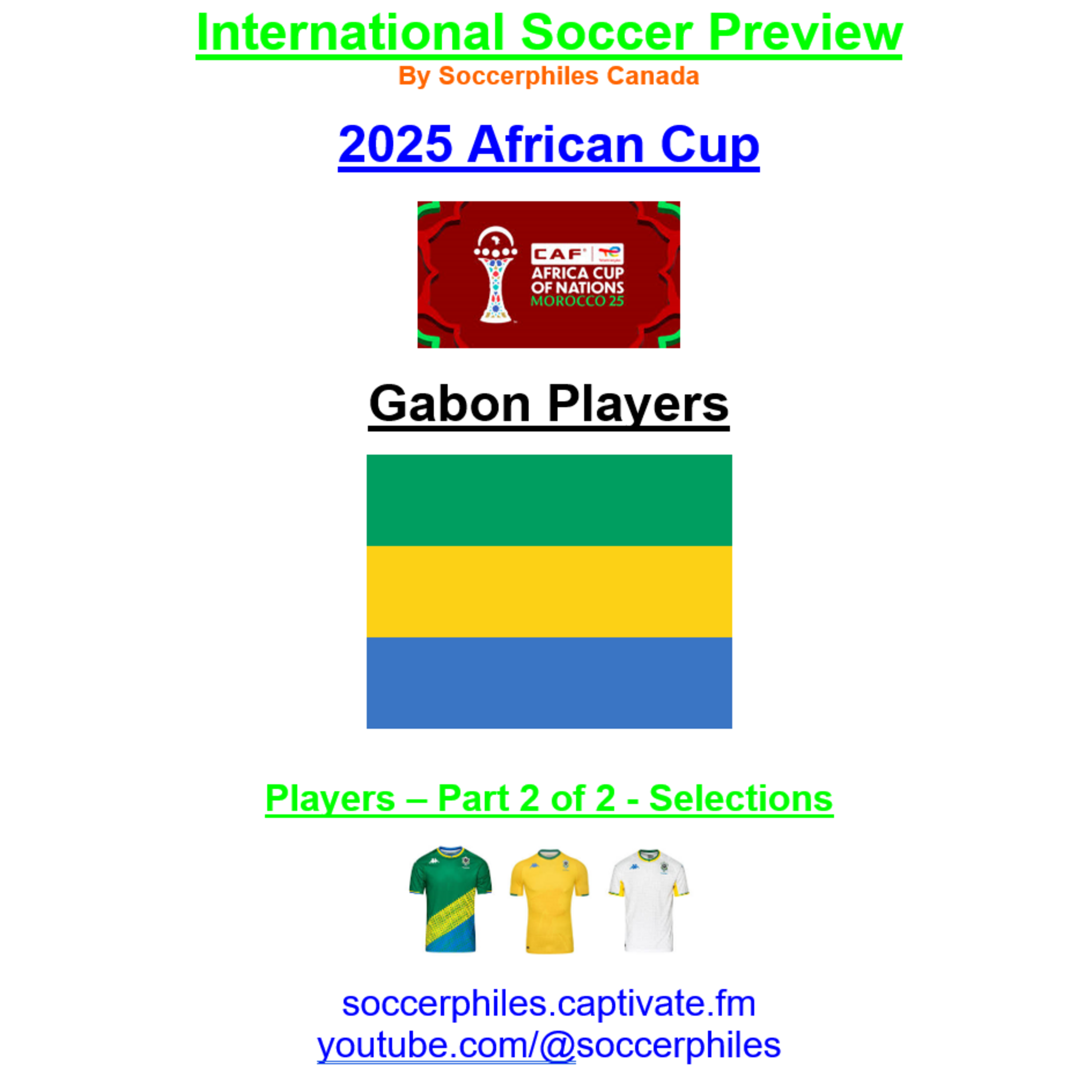 2025 African Cup – Gabon Players – Part 2 of 2 – Short Version