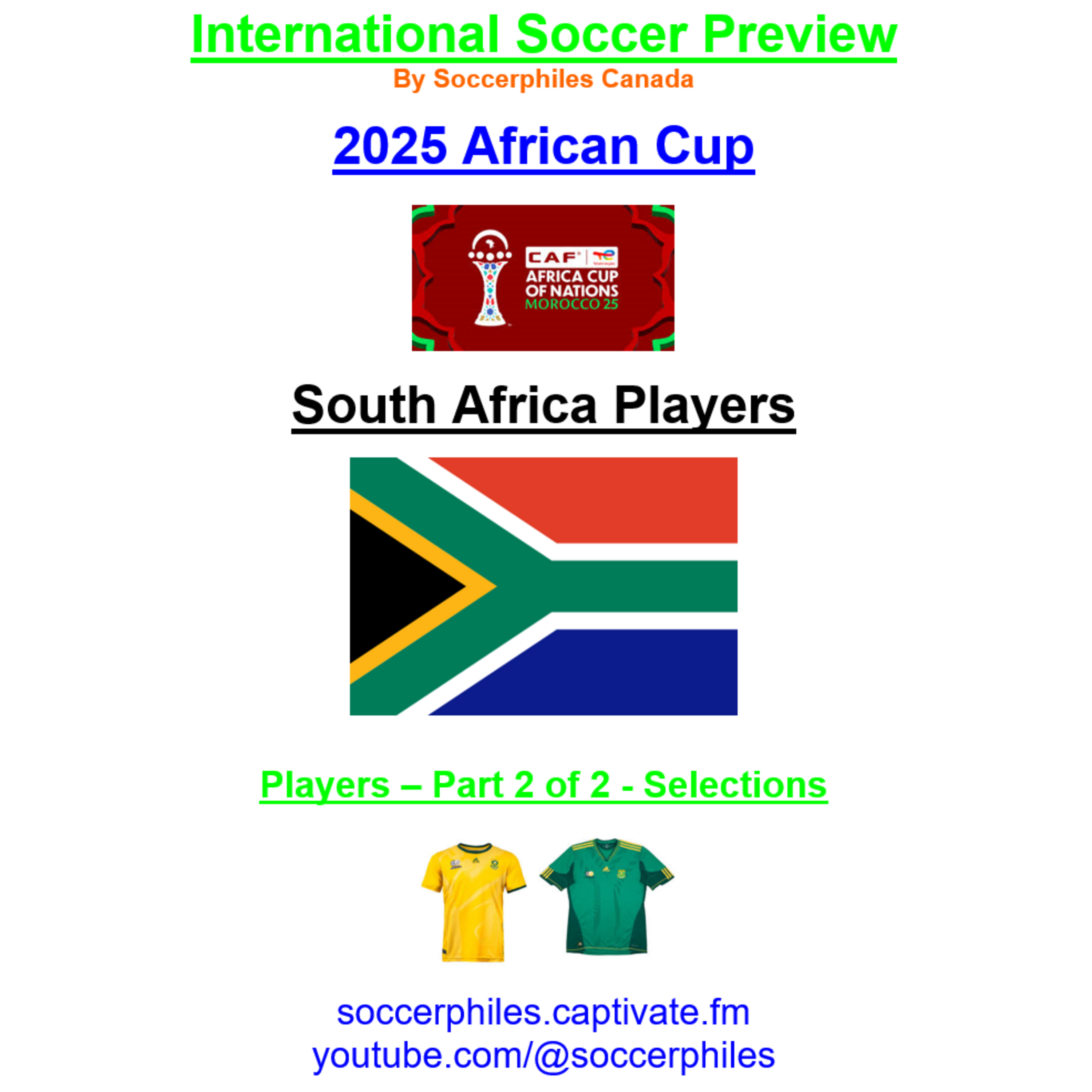 2025 African Cup – South Africa Players – Part 2 of 2
