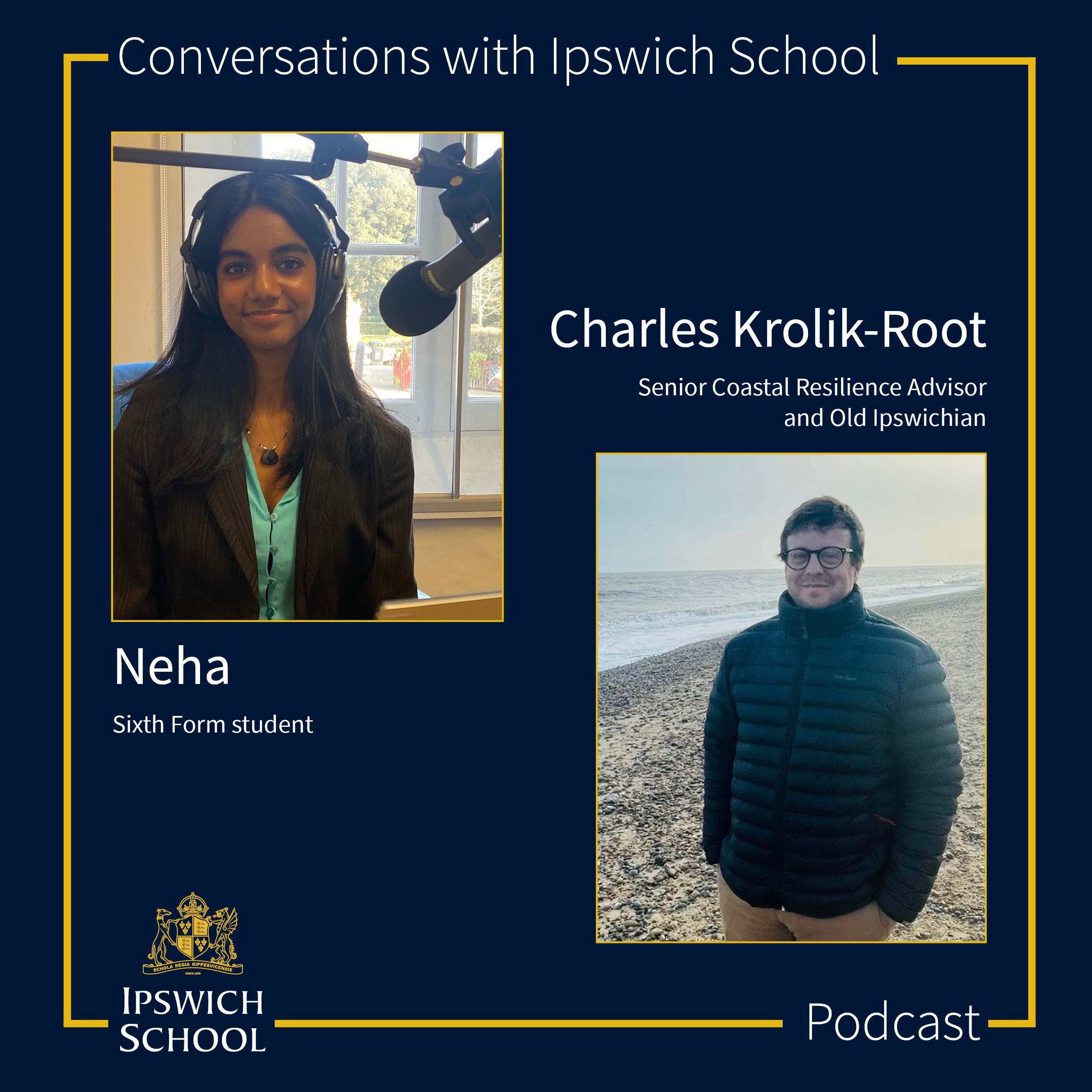 Coastal Resilience Advisor and OI, Charles Krolik-Root quizzed by sixth form student Neha