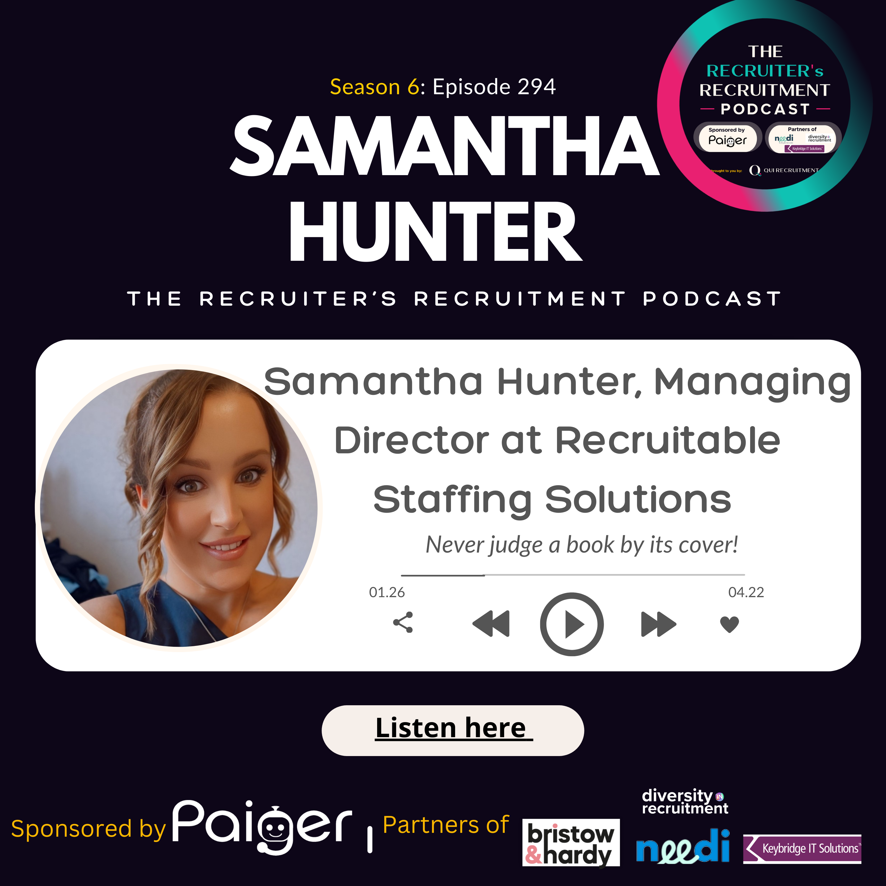 EP294: Samantha Hunter, Managing Director at Recruitable Staffing Solutions - Never judge a book by its cover! episode artwork