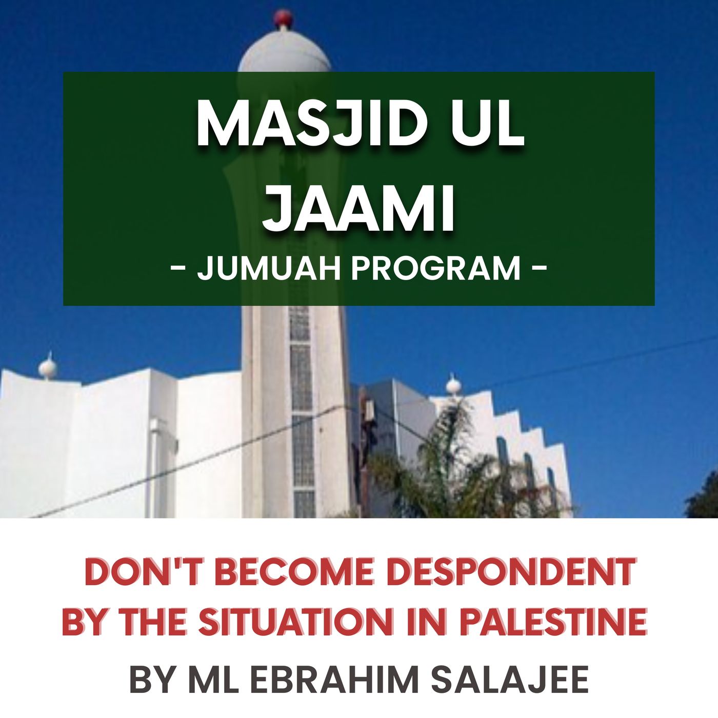 231027_Don't become despondent by the situation in Palestine but instead take lesson from it by ML Ebrahim Salajee