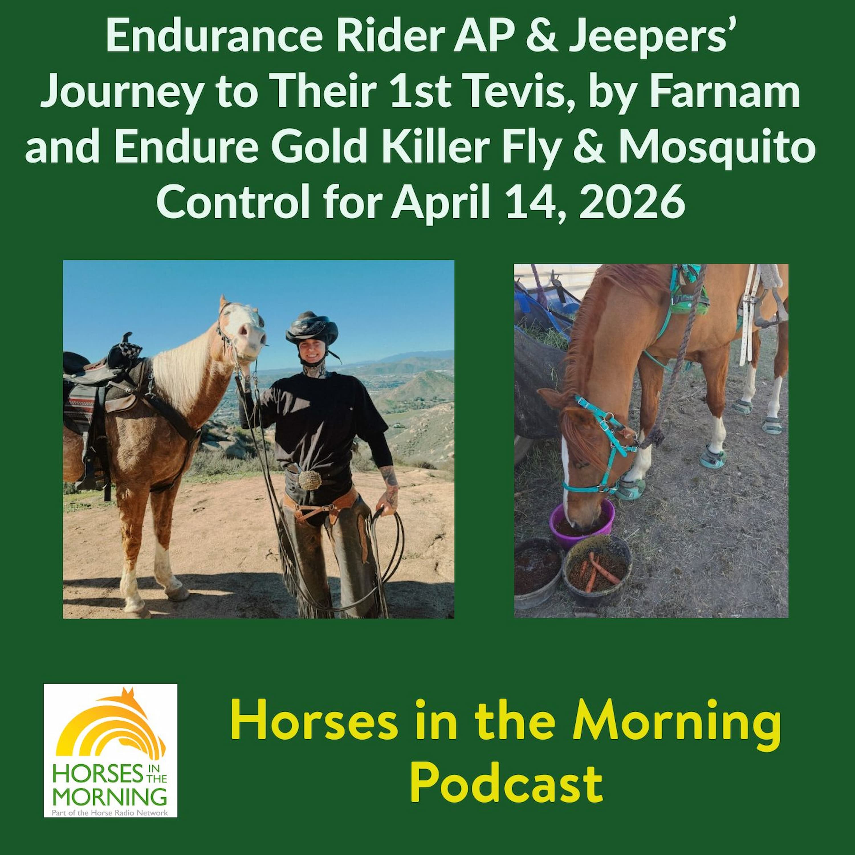 Endurance Rider AP & Jeepers’ Journey to Their 1st Tevis, by Farnam and Endure Gold Killer Fly & Mosquito Control for April 14, 2026 - Horses in the Morning