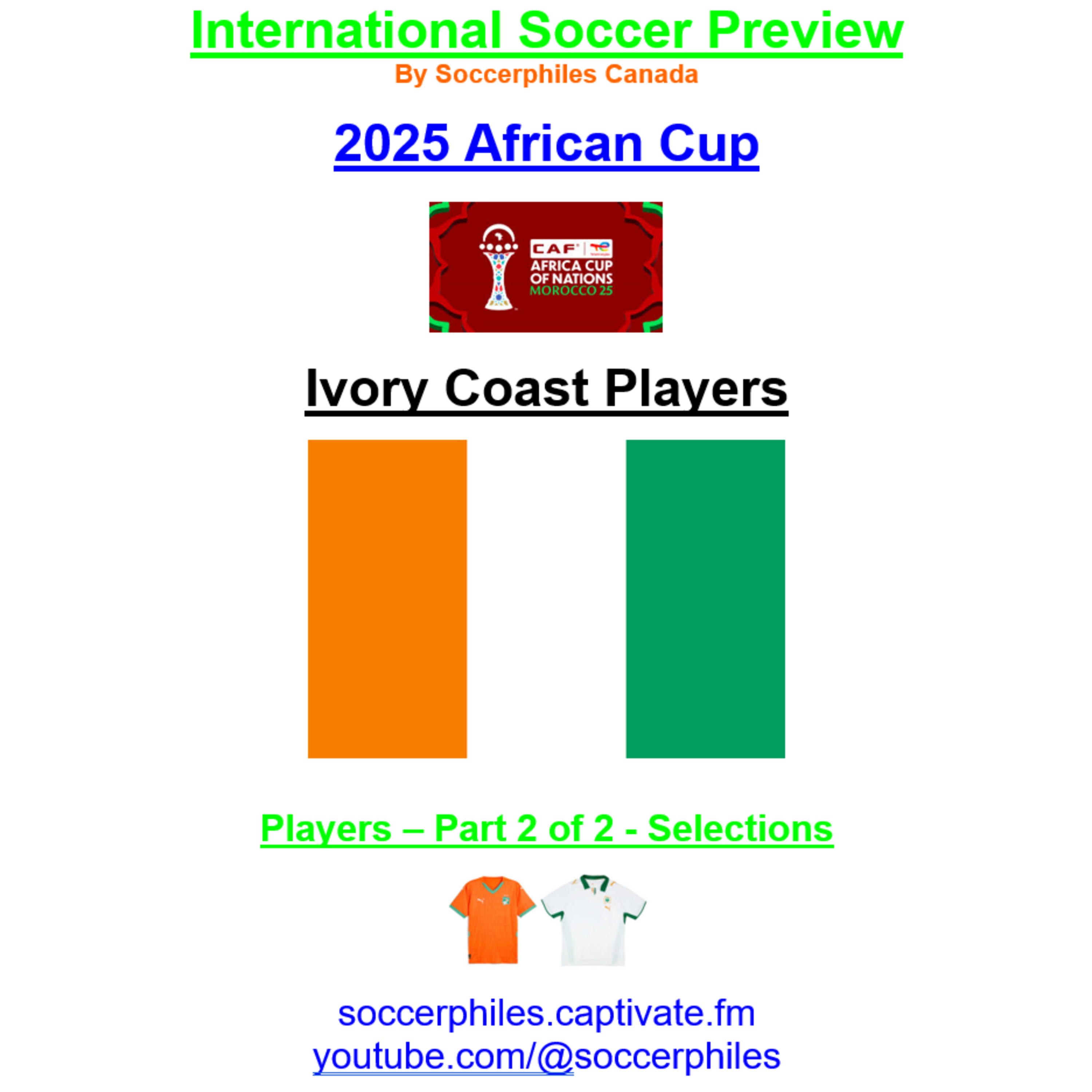 2025 African Cup – Ivory Coast Players – Part 2 of 2 – Short Version