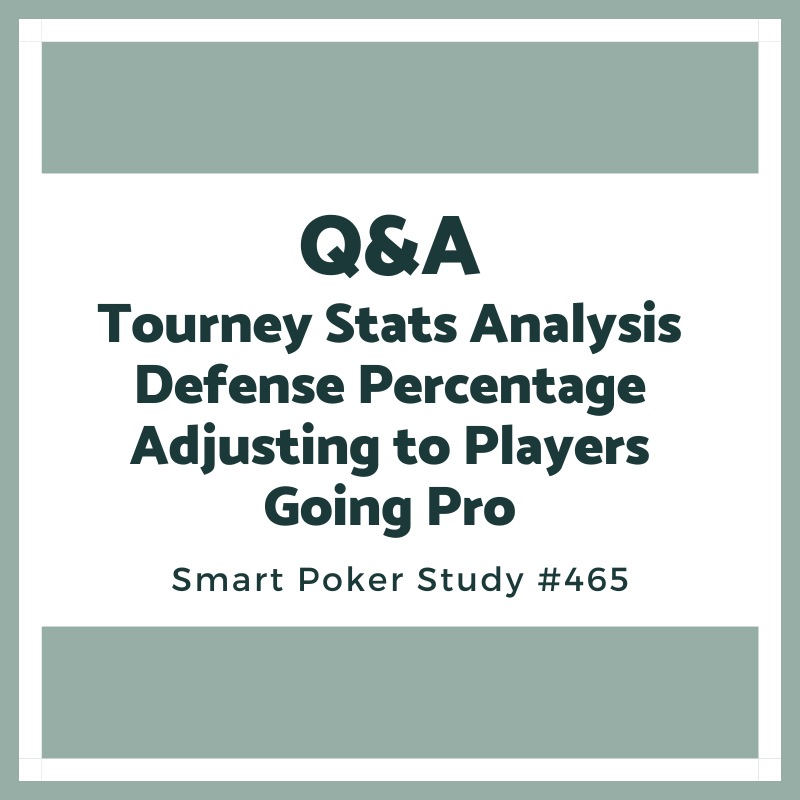 Poker Q&A: Going Pro, Tourney Stats Analysis, Defense Percentage and Adjusting to Players #465