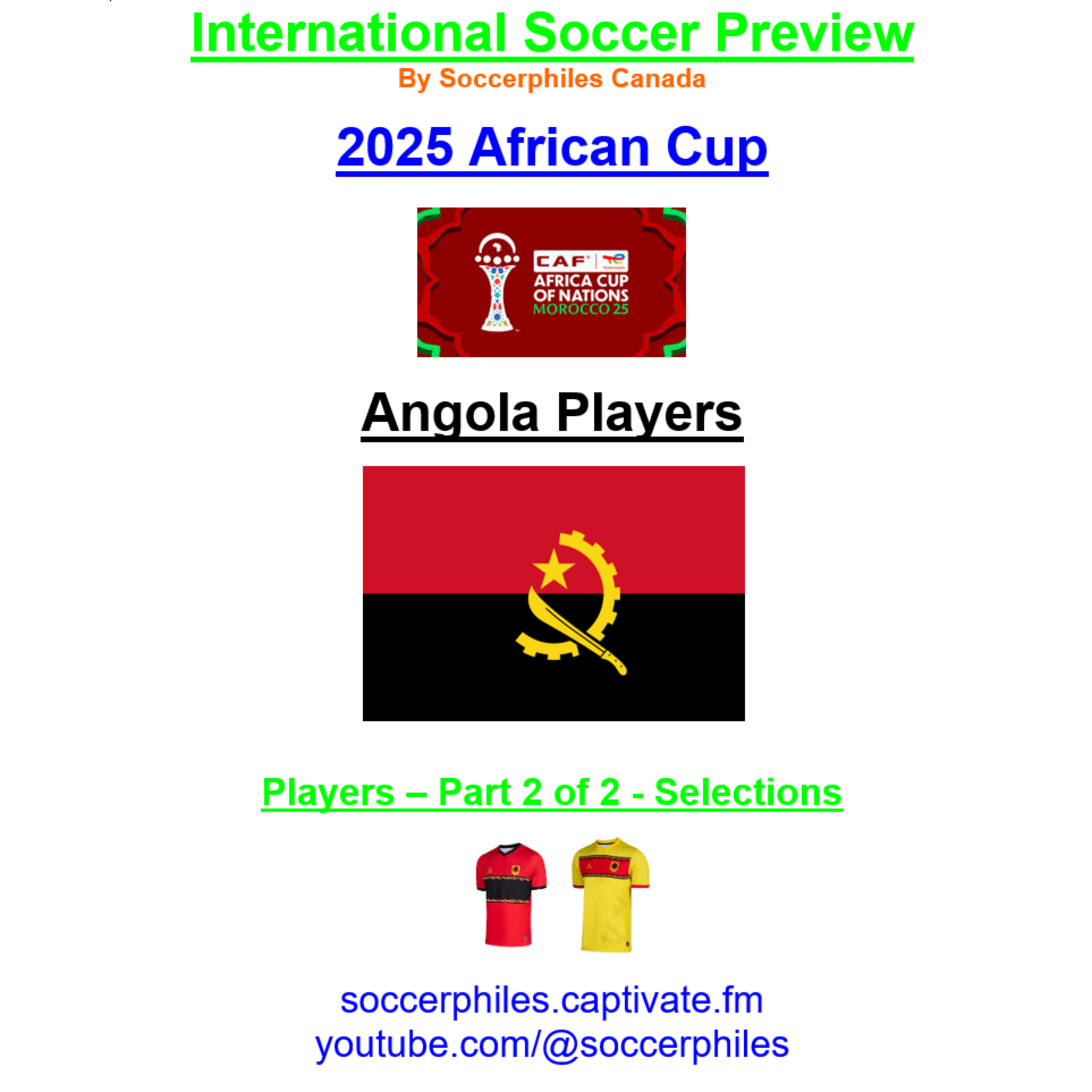 2025 African Cup – Angola Players – Part 2 of 2 – Short Version