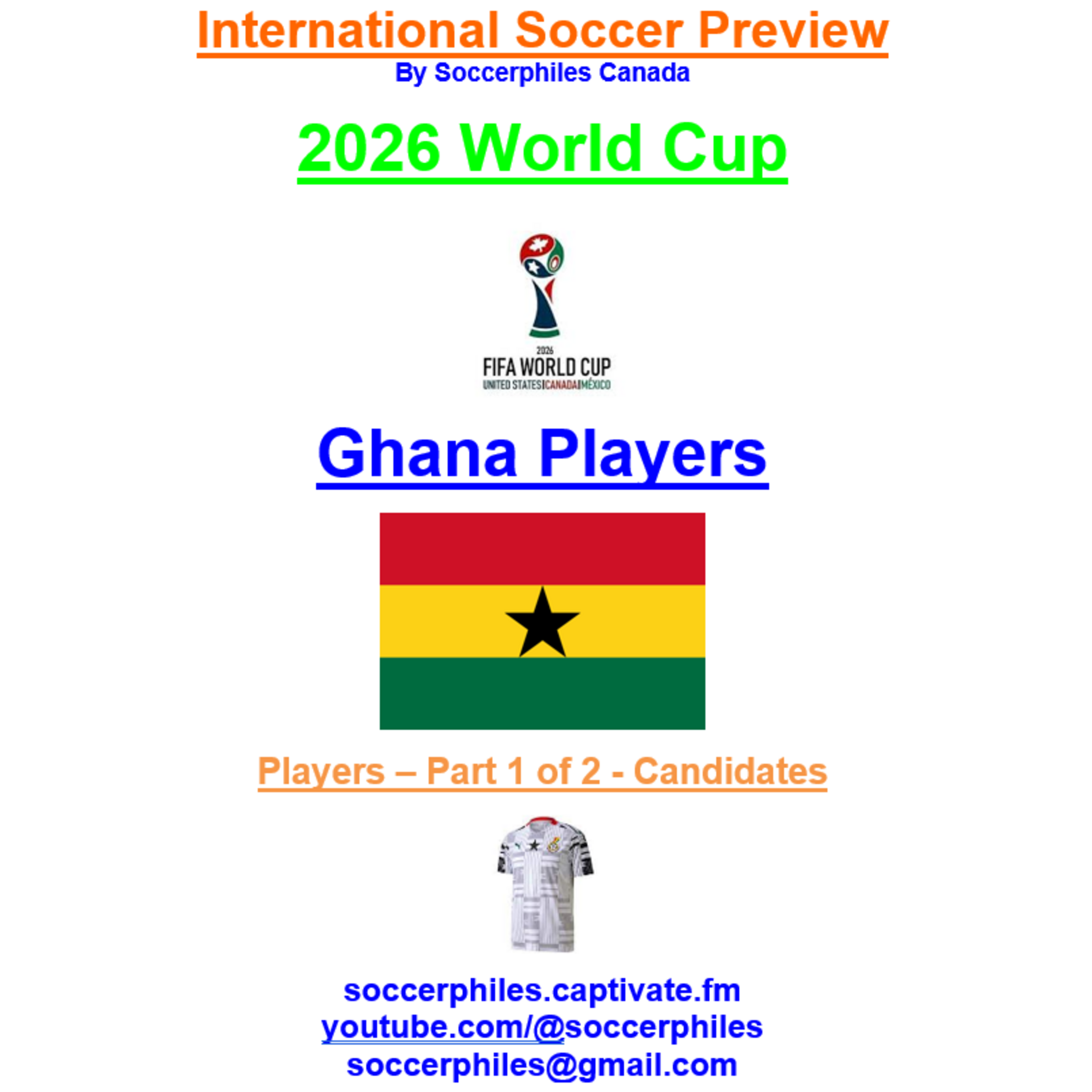 2026 FIFA World Cup – Ghana Players – Part 1 of 2