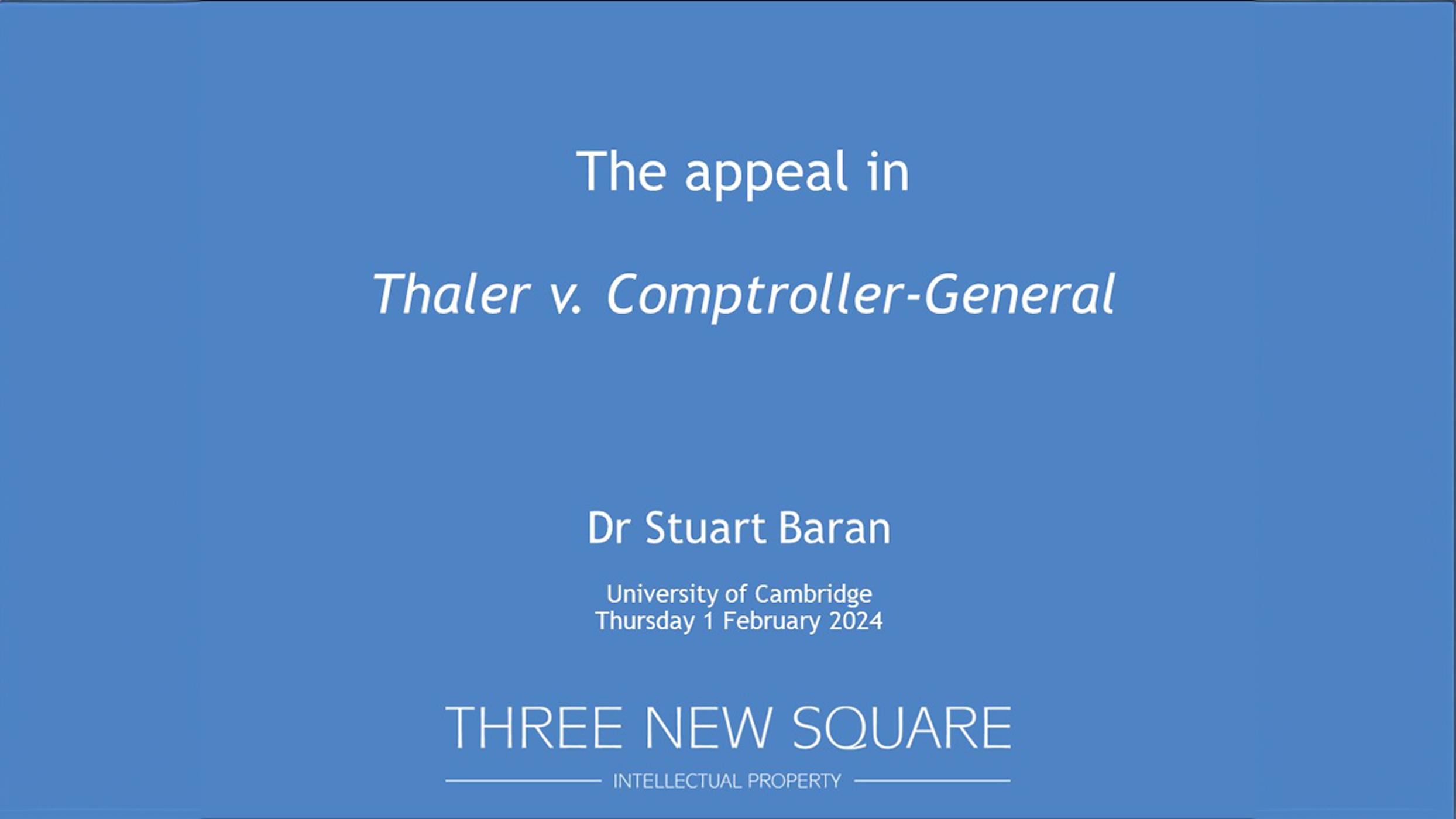 'Inventorship in the light of Thaler v. Comptroller-General': CIPIL Evening seminar episode artwork