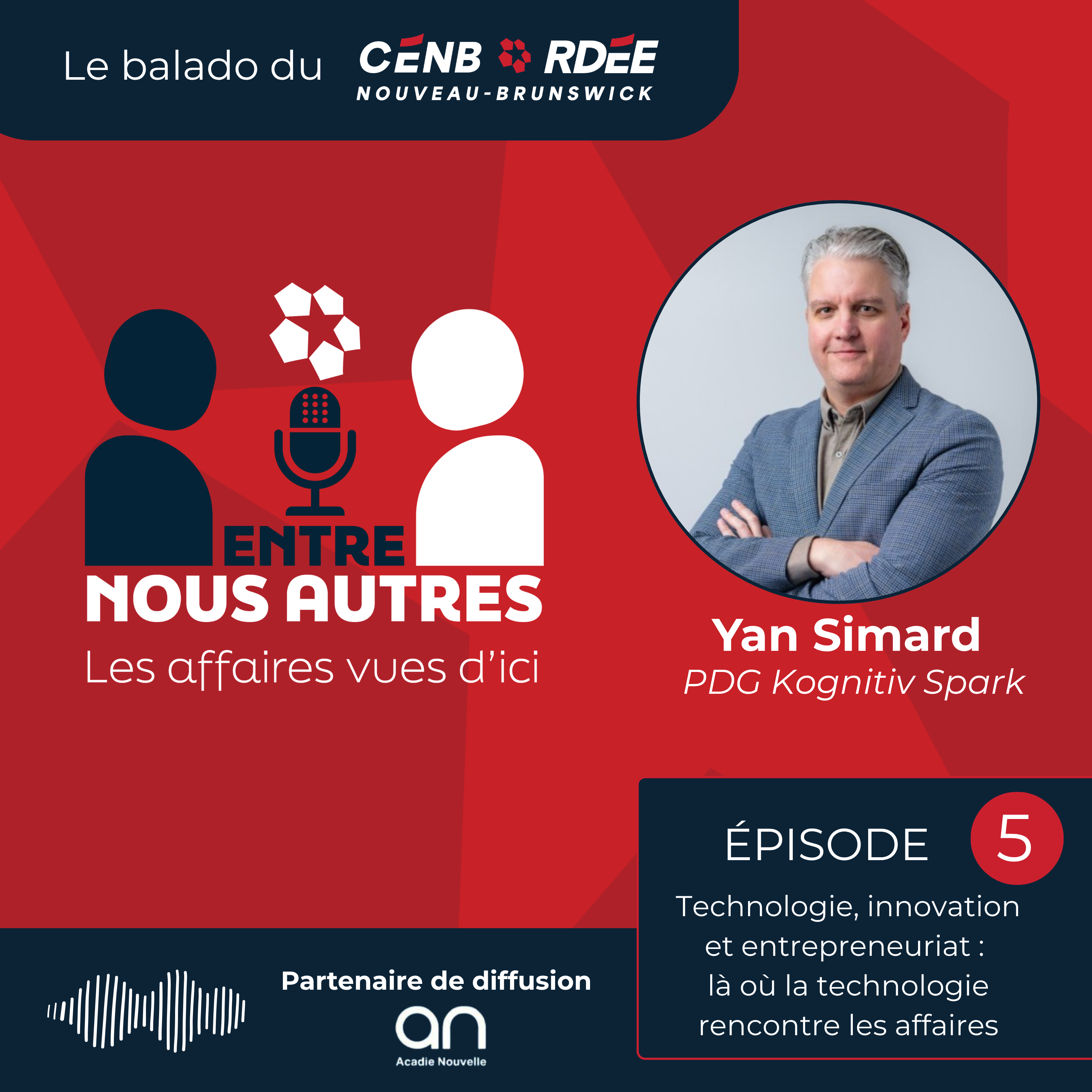 Épisode 5 - Technologie, innovation et entrepreneuriat : là où la technologie rencontre les affaires | Yan Simard | Kognitiv Spark episode artwork