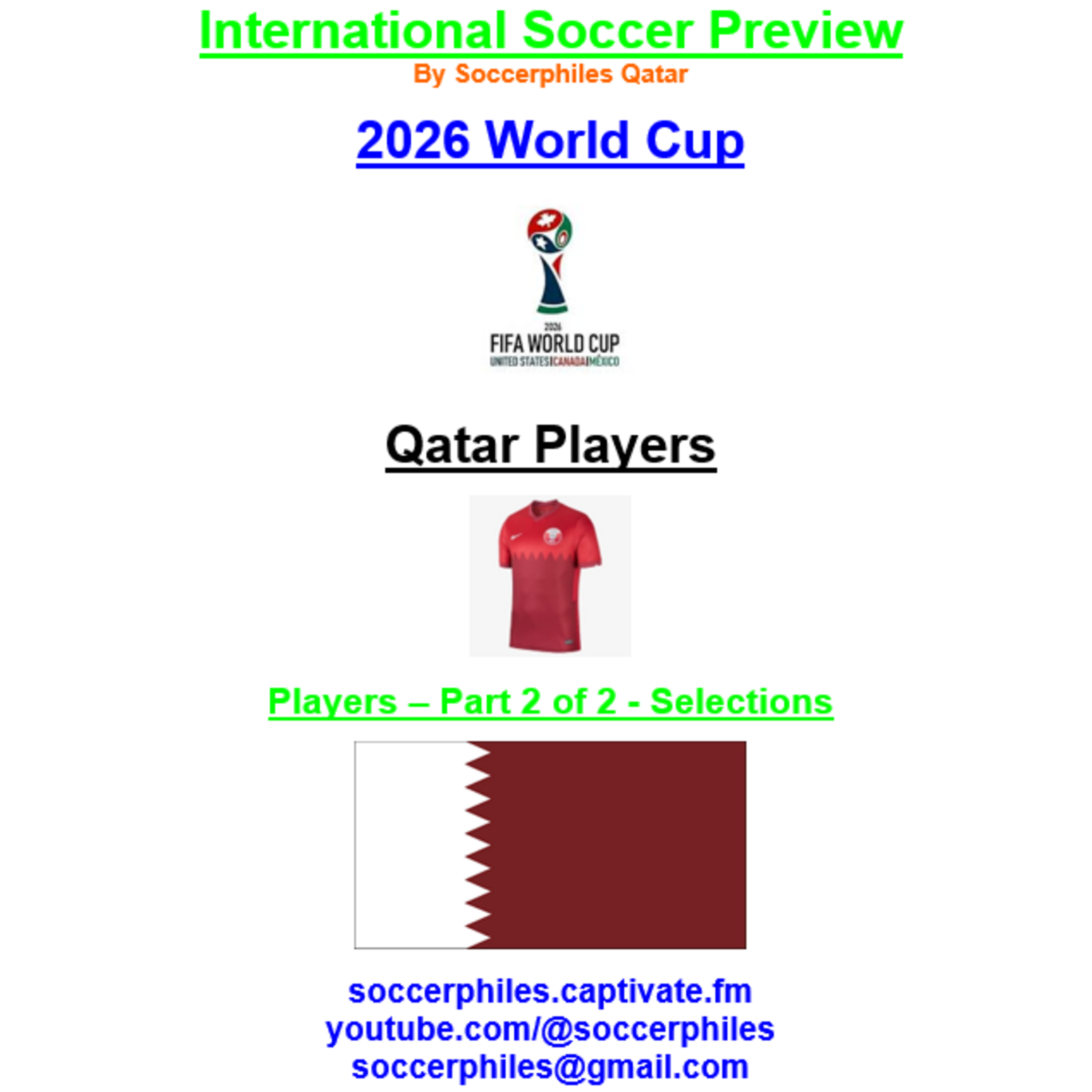 2026 FIFA World Cup – Qatar Players – Part 2 of 2