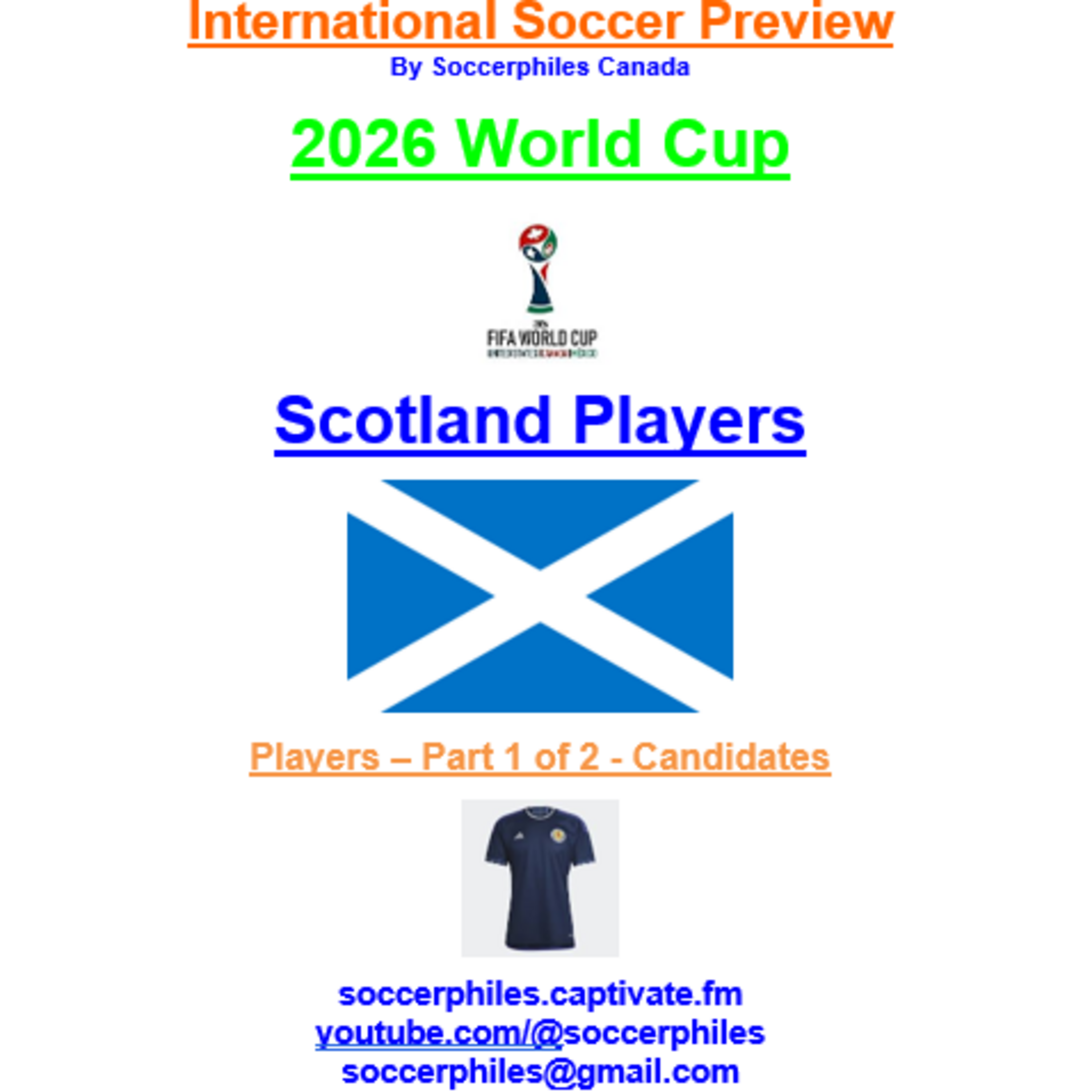 2026 FIFA World Cup – Scotland Players – Part 1 of 2