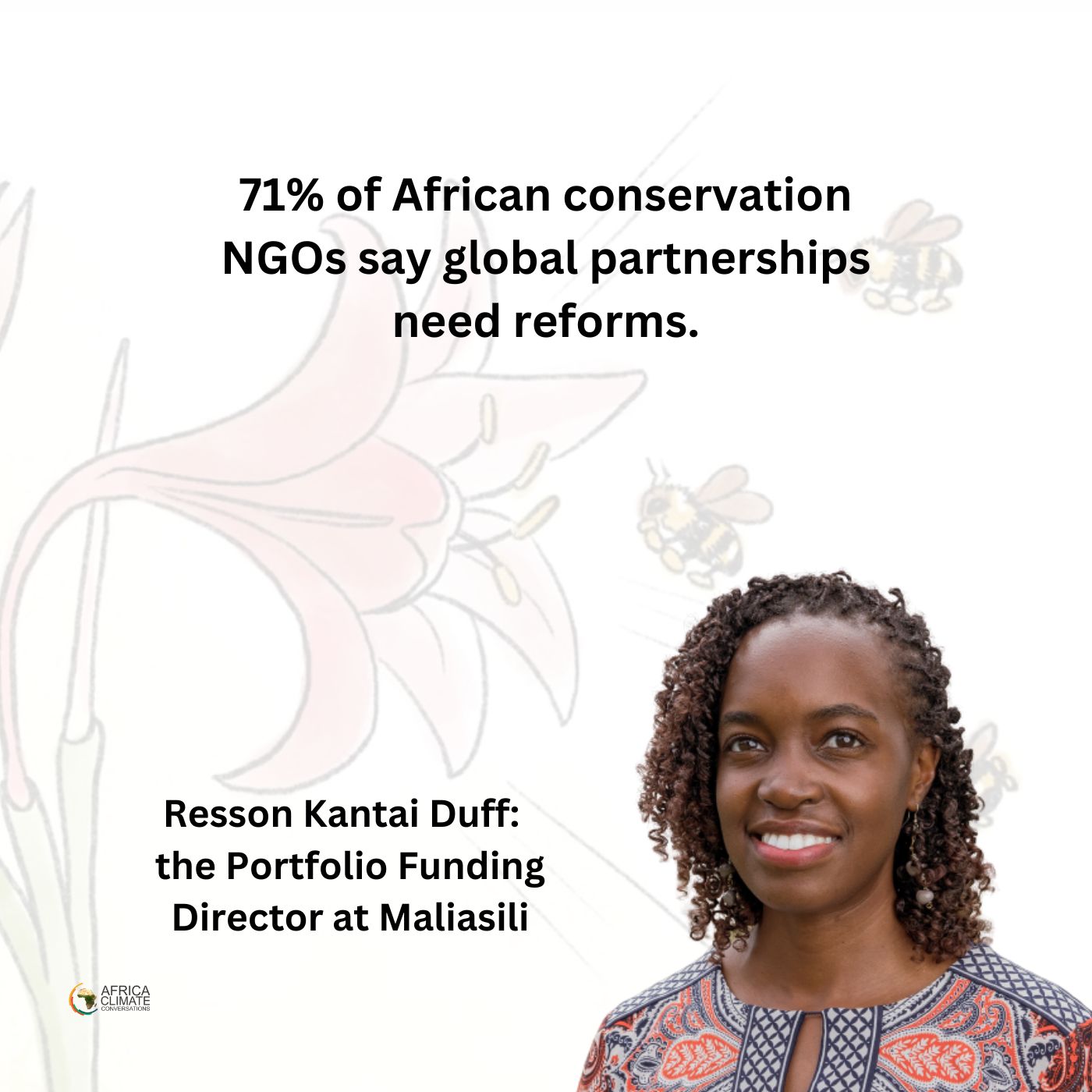 71% of African conservation NGOs say global partnerships need reforms.