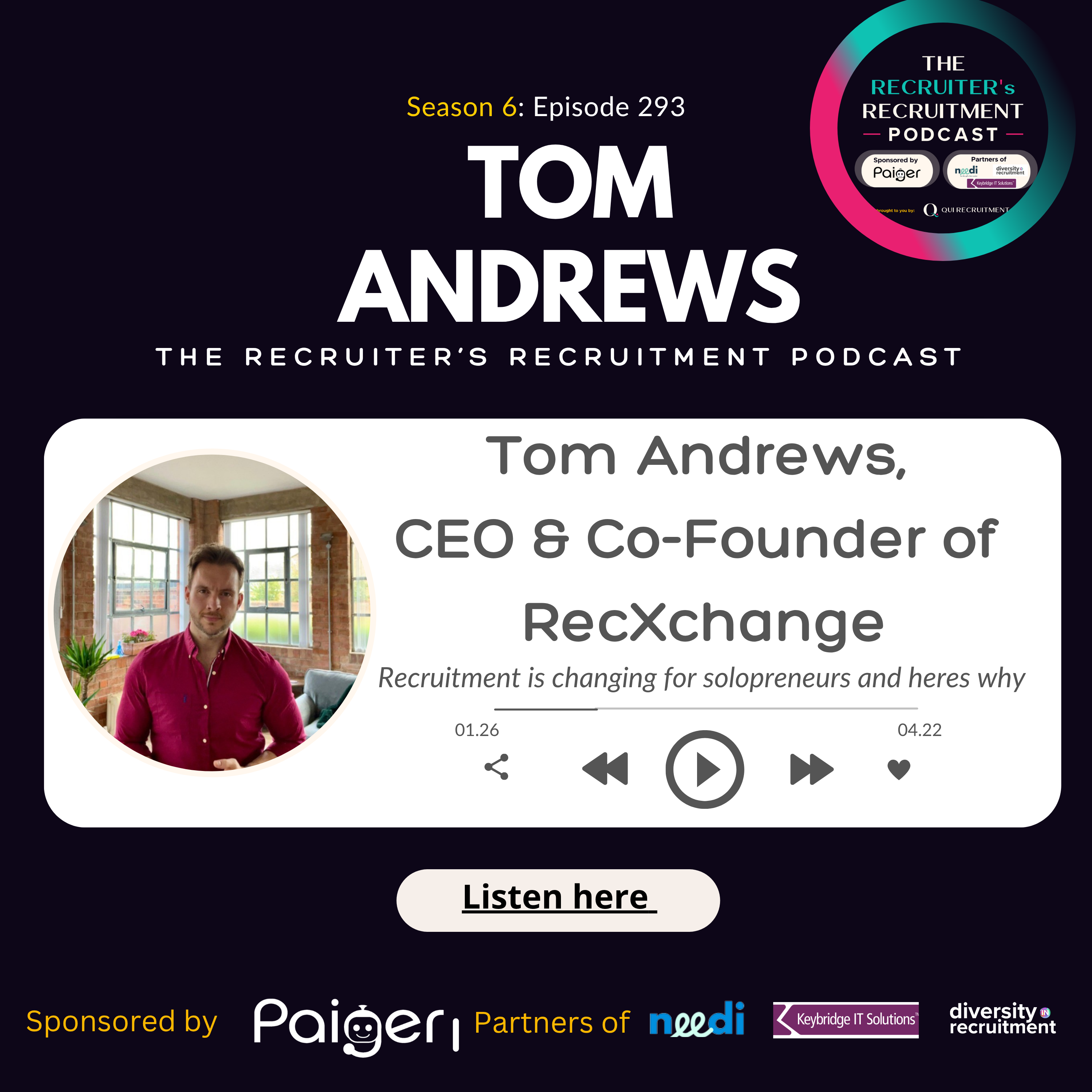 EP293: Tom Andrews, CEO & Co-Founder of Recxchange - Recruitment is changing for solopreneurs and here's why episode artwork