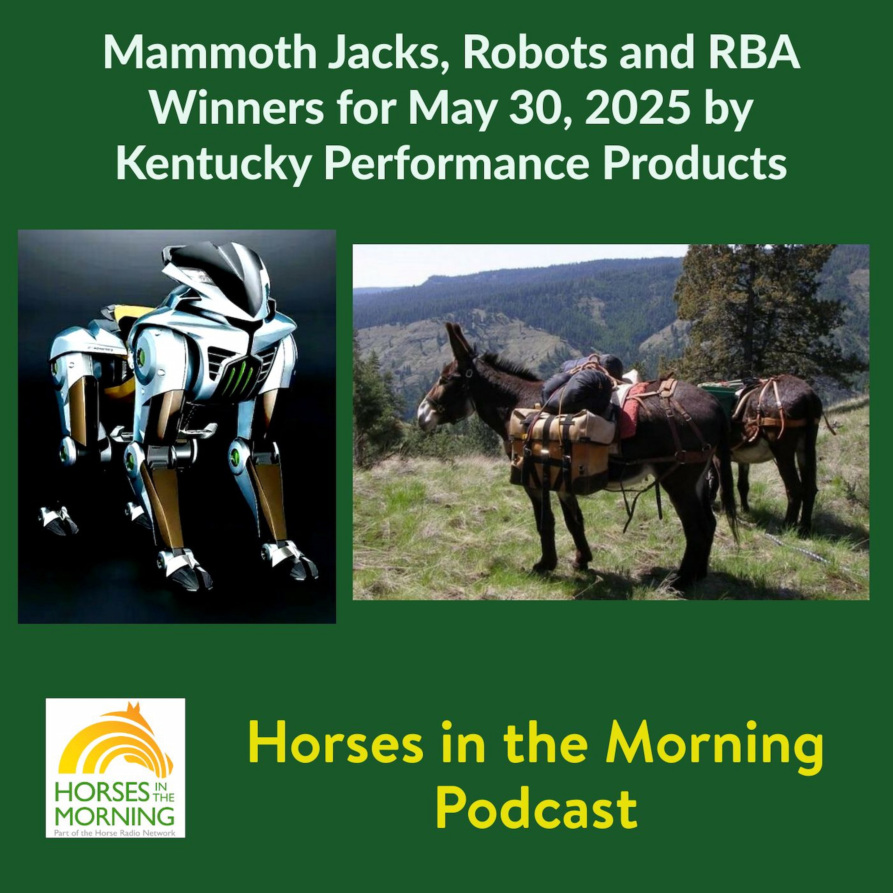 Mammoth Jacks, Robots and RBA Winners for May 30, 2025 by Kentucky Performance Products - HRN Auditor Podcast