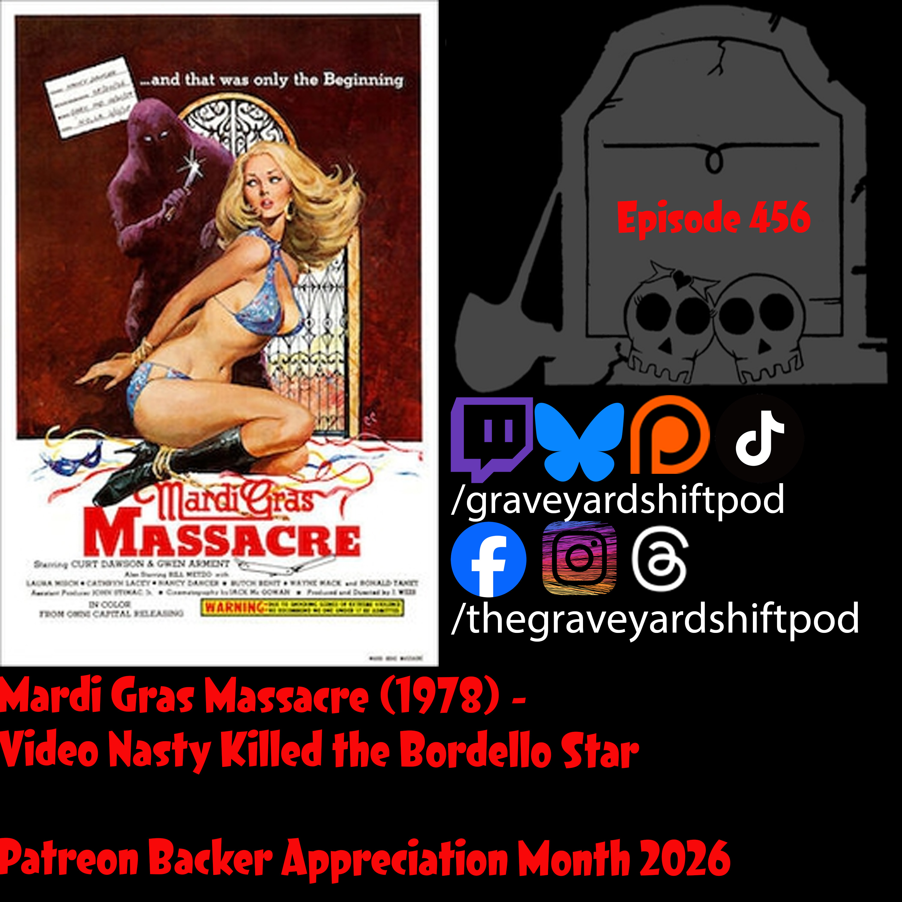 Mardi Gras Massacre (1978) - Video Nasty Killed the Bordello Star - Patreon Backer Appreciation Month episode artwork