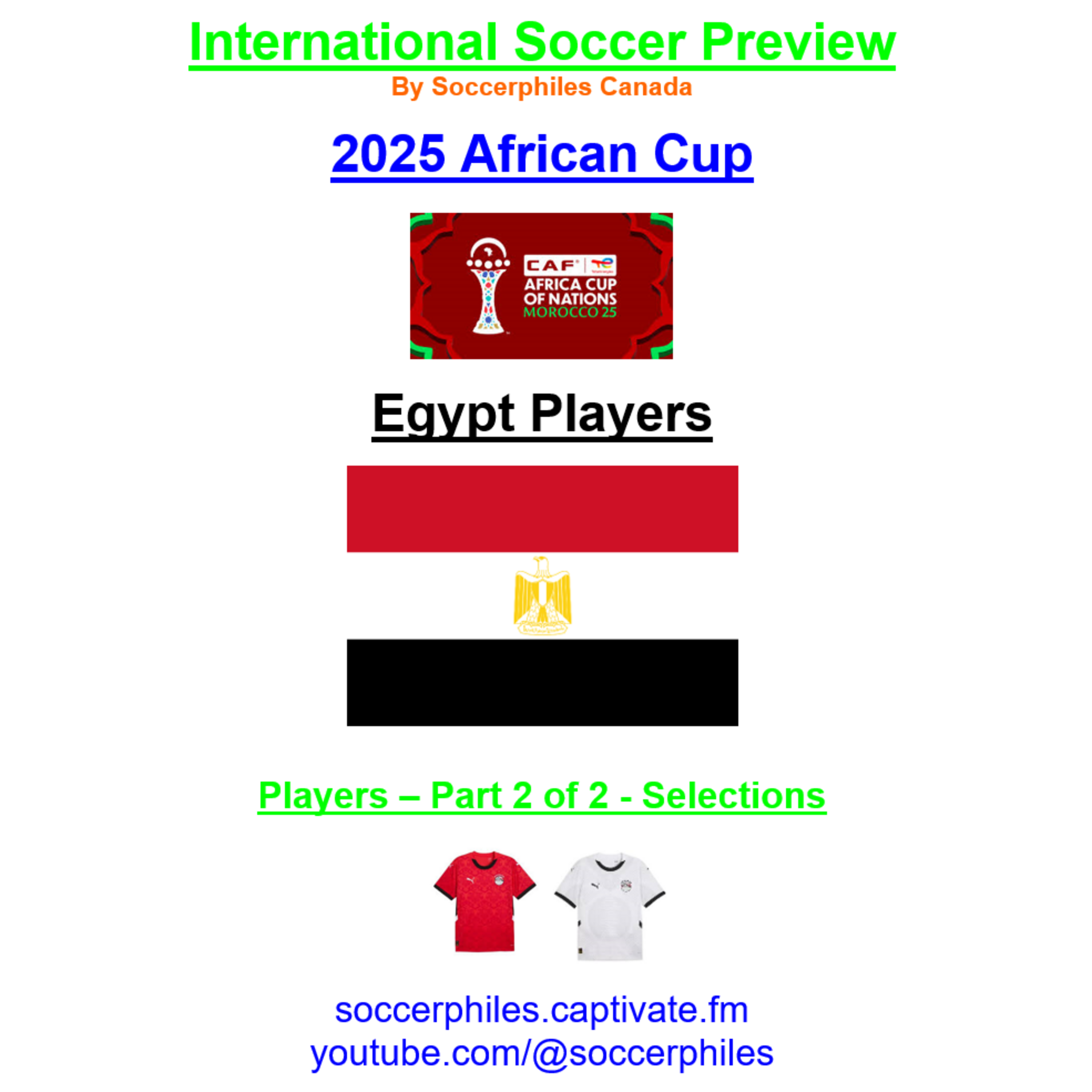 2025 African Cup – Egypt Players – Part 2 of 2 – Short Version