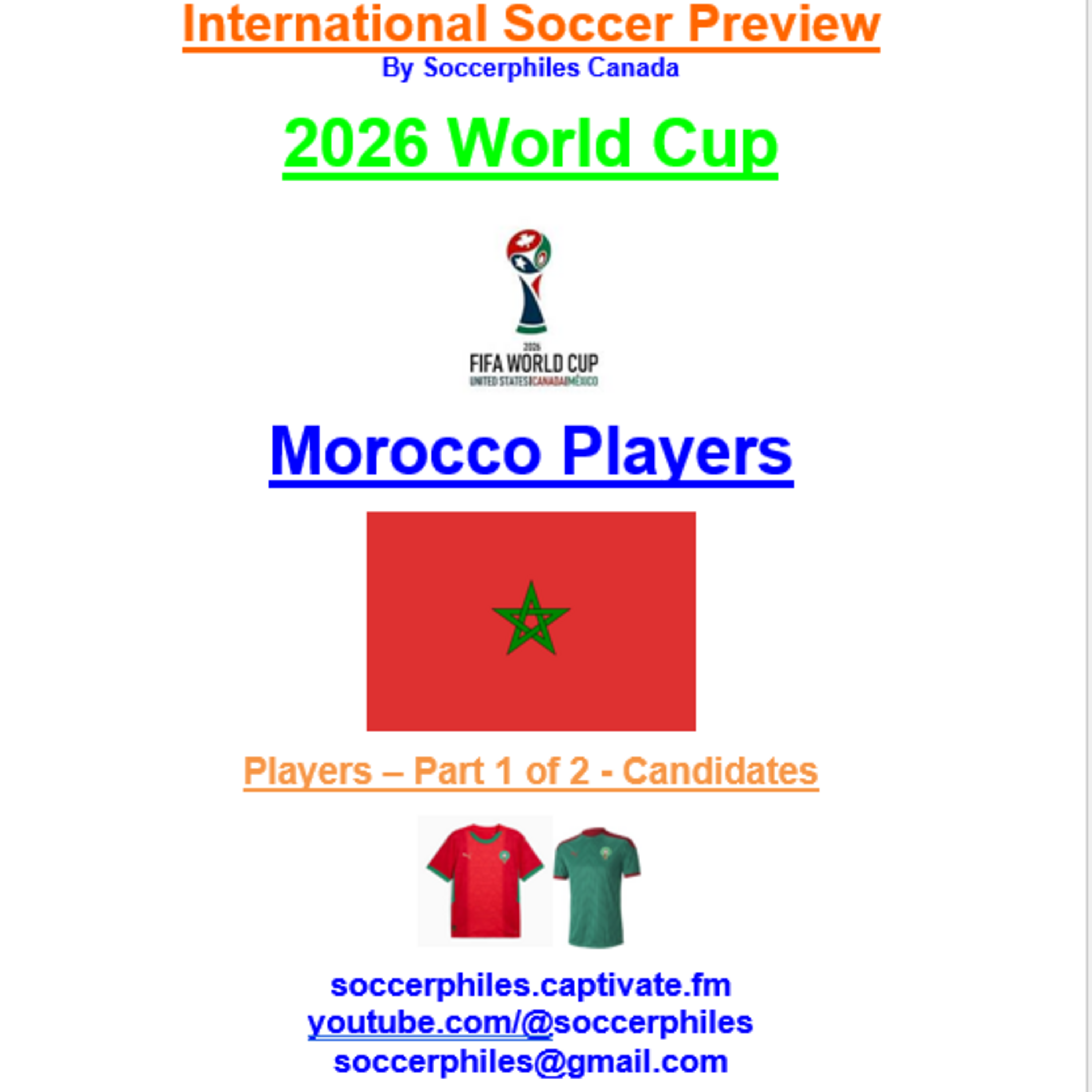 2026 FIFA World Cup – Morocco Players – Part 1 of 2