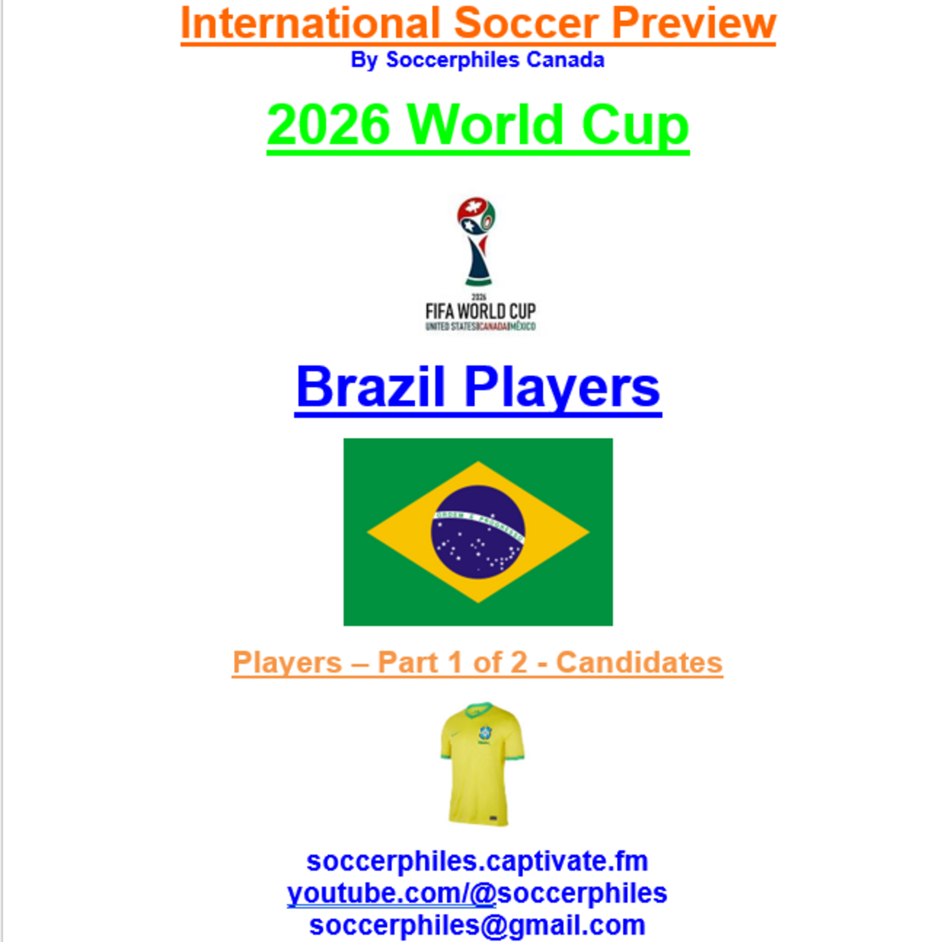 2026 FIFA World Cup – Brazil Players – Part 1 of 2