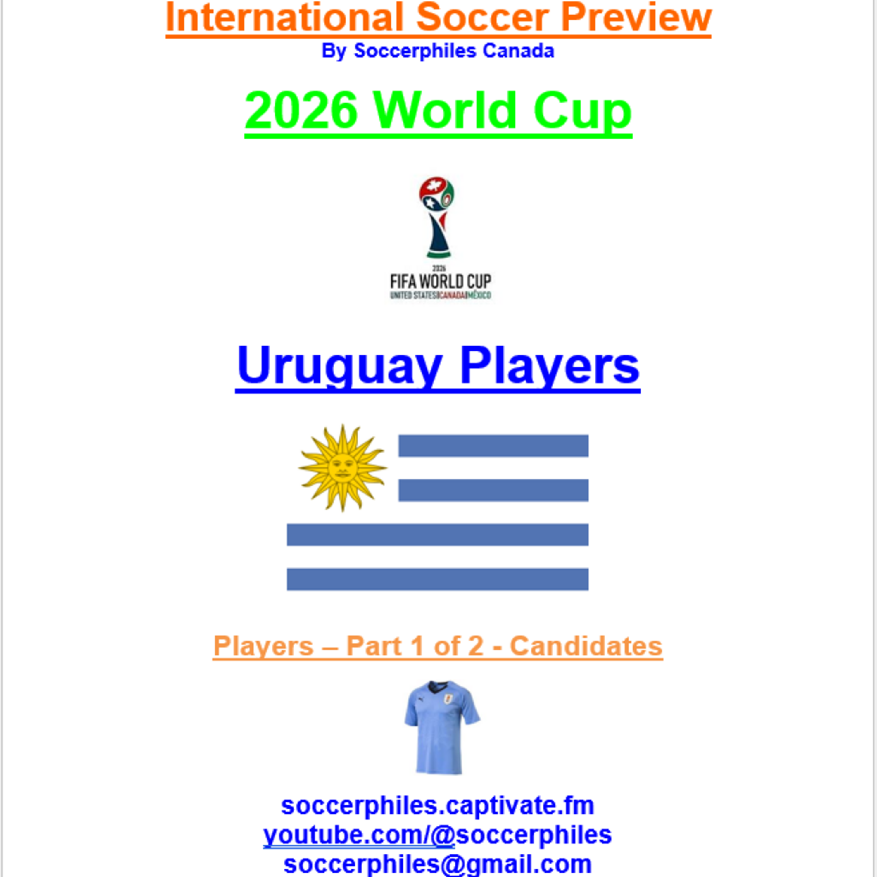 2026 FIFA World Cup – Uruguay Players – Part 1 of 2