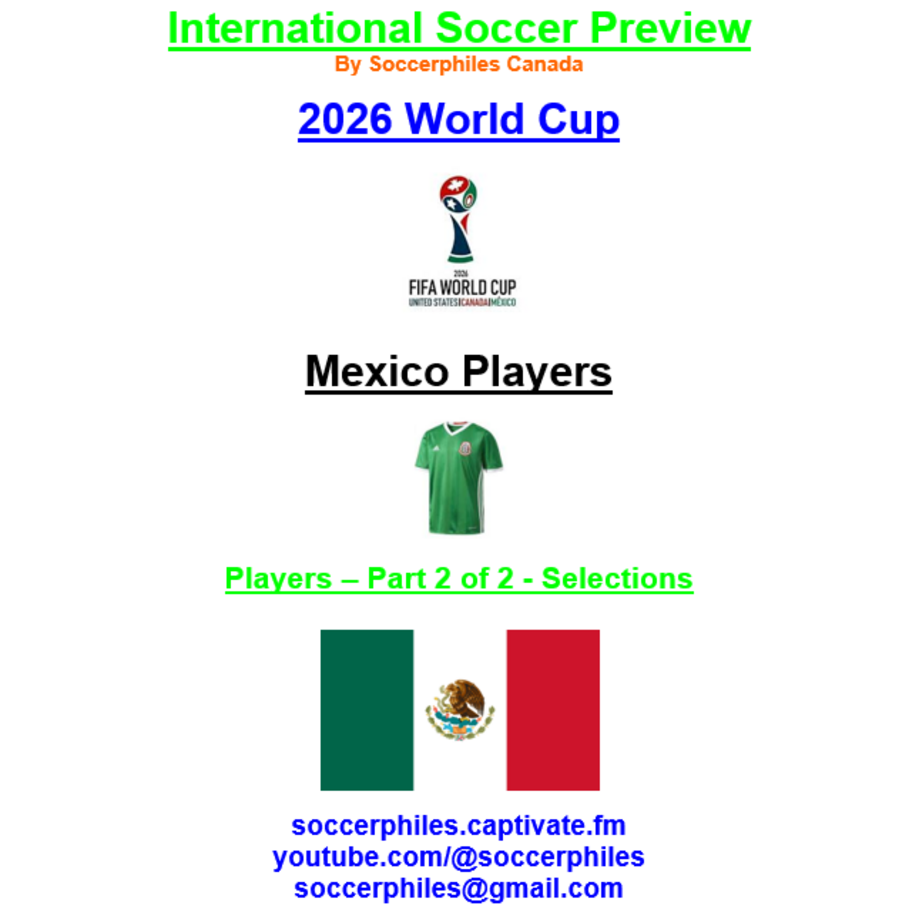 2026 FIFA World Cup – Mexico Players – Part 2 of 2