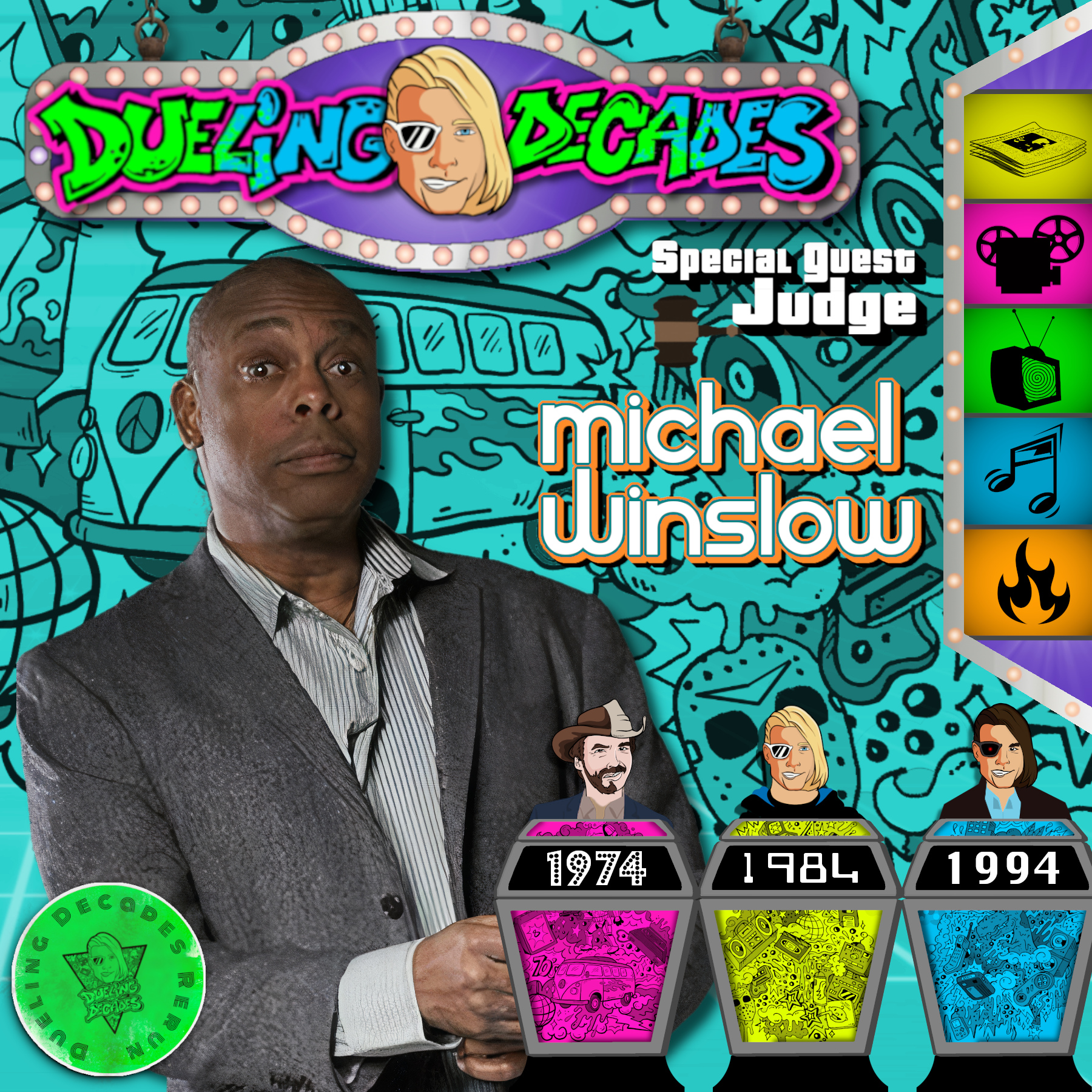 Man of 10,000 sound effects, Michael Winslow judges this battle between 1974, 1984 & 1994!