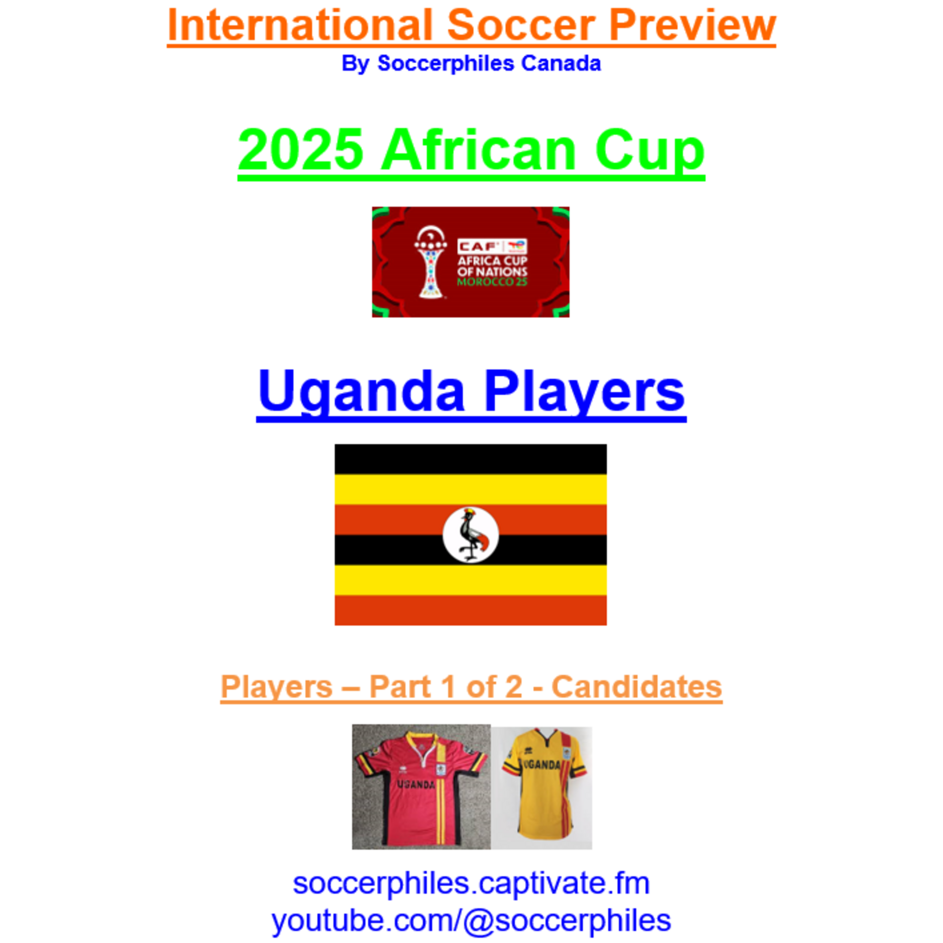 2025 African Cup – Uganda Players – Part 1 of 2 – Short Version