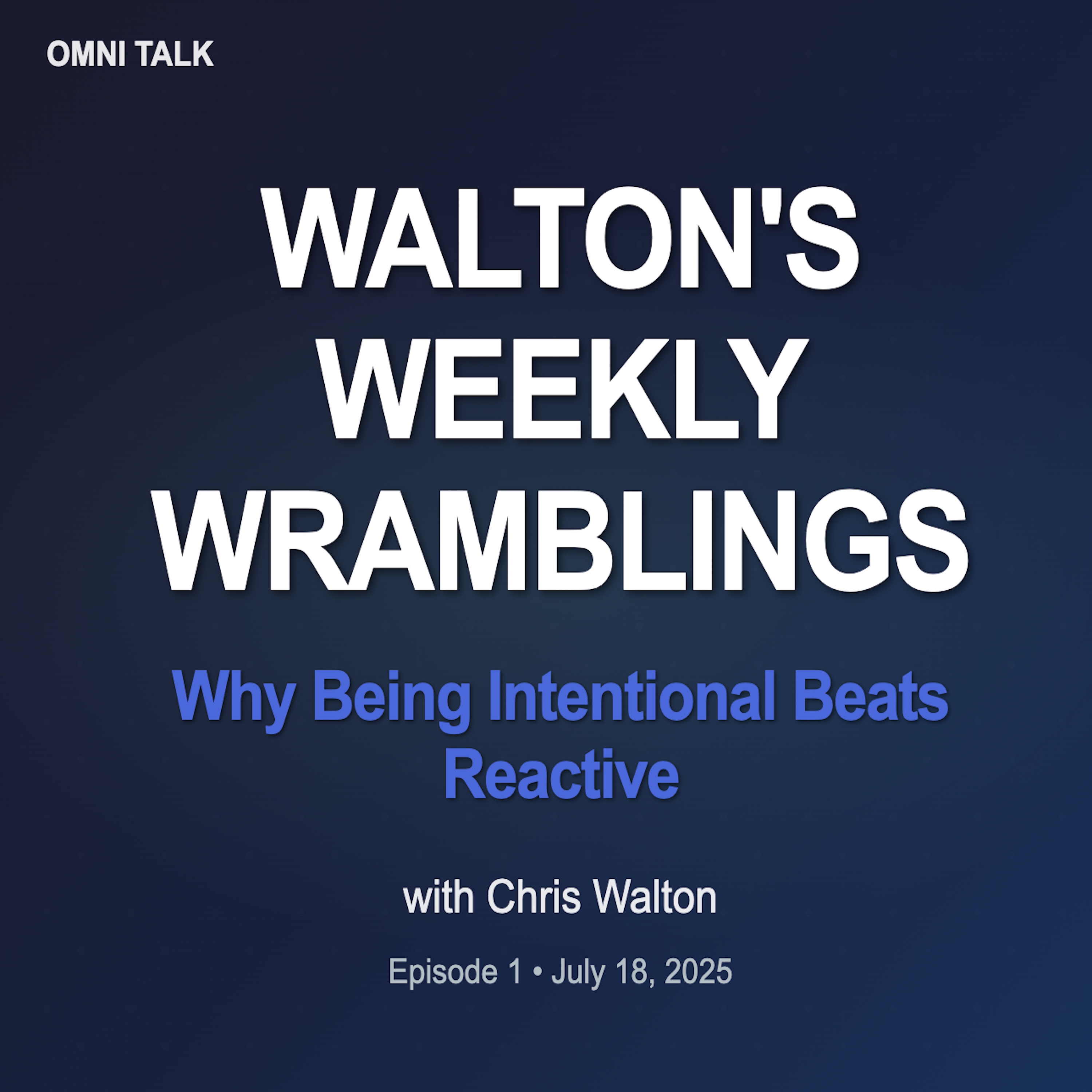 Walton's Weekly Wramblings: Why Being Intentional Beats Reactive