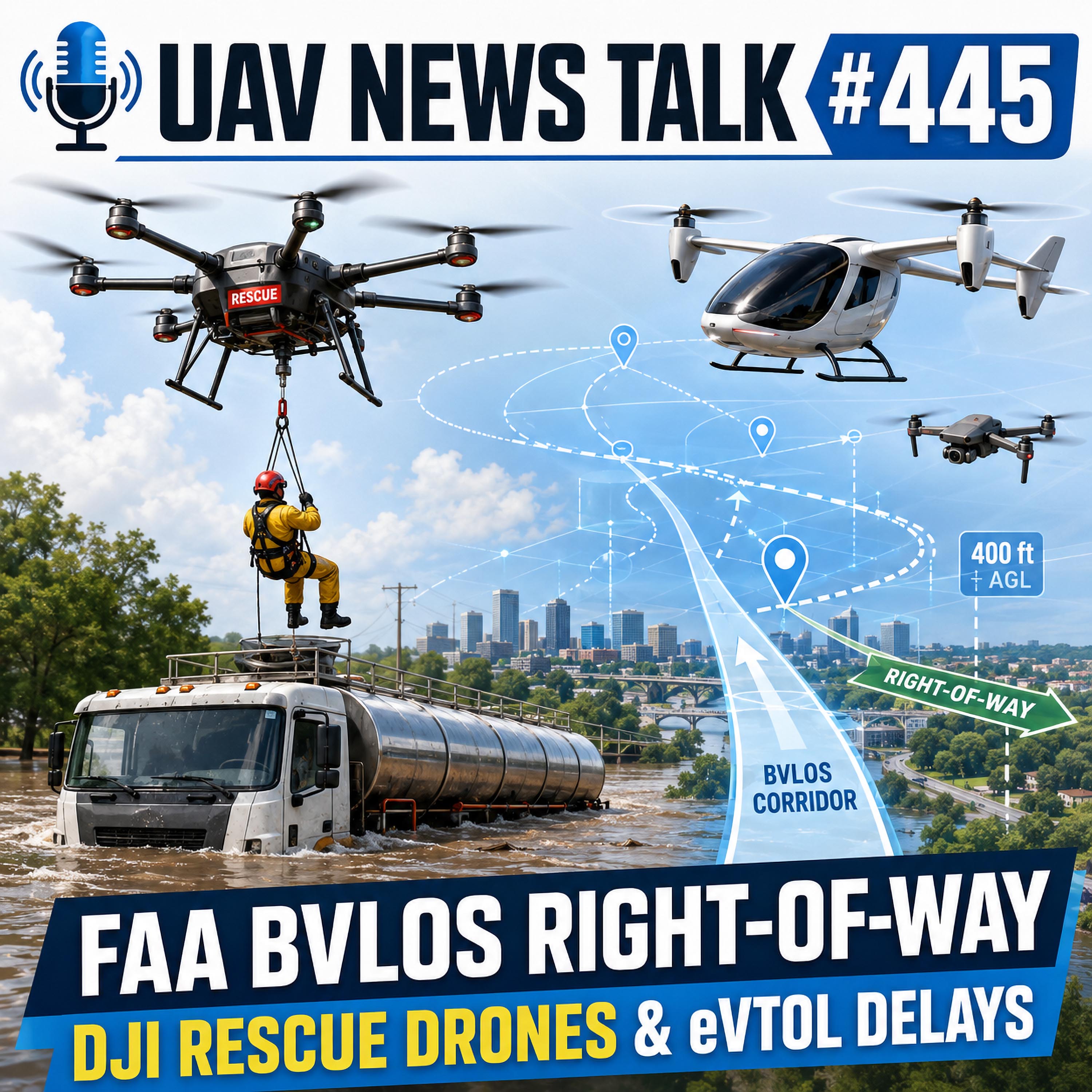 FAA BVLOS Right-of-Way, DJI Rescue Drones, and eVTOL Certification Delays
