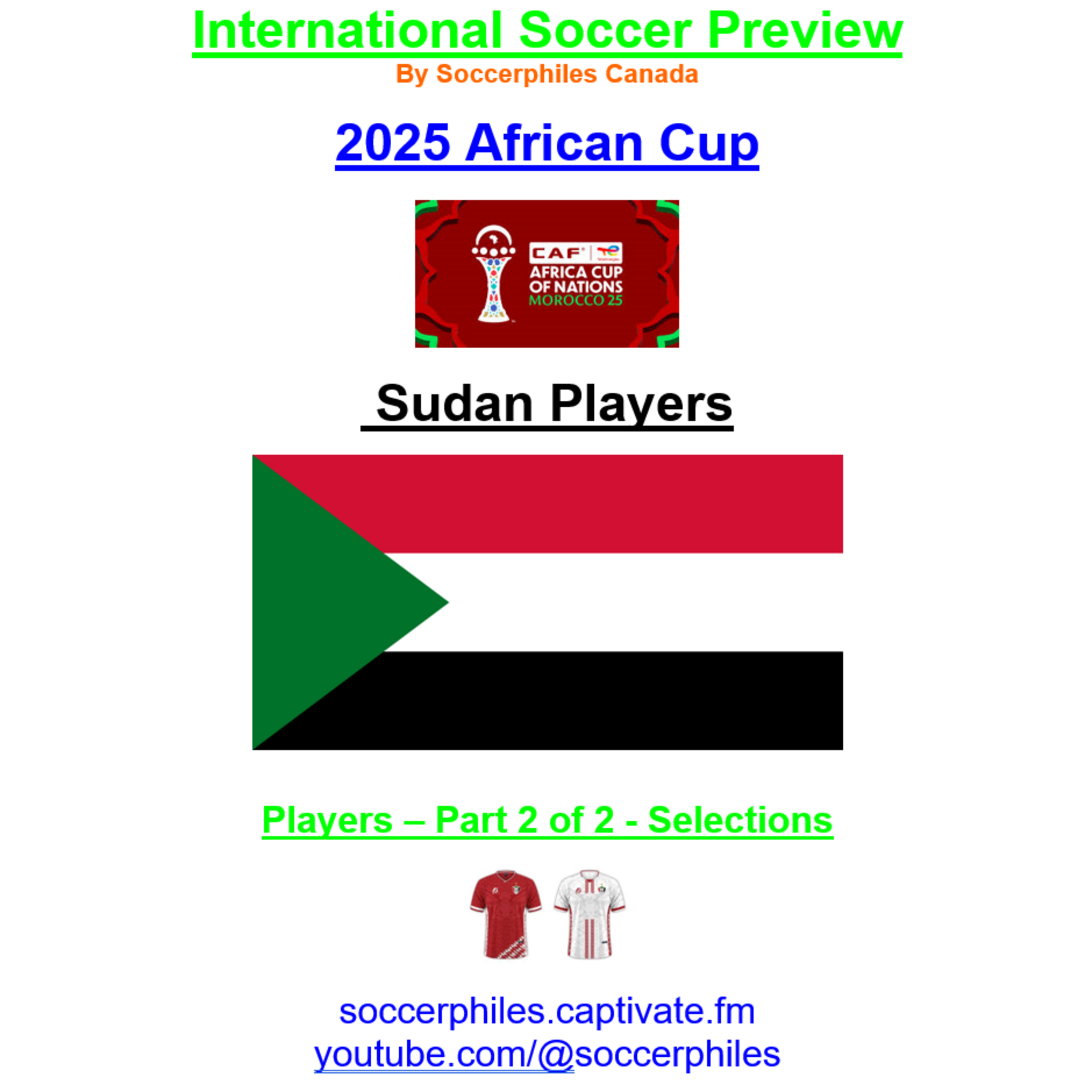 2025 African Cup – Sudan Players – Part 2 of 2 – Short Version