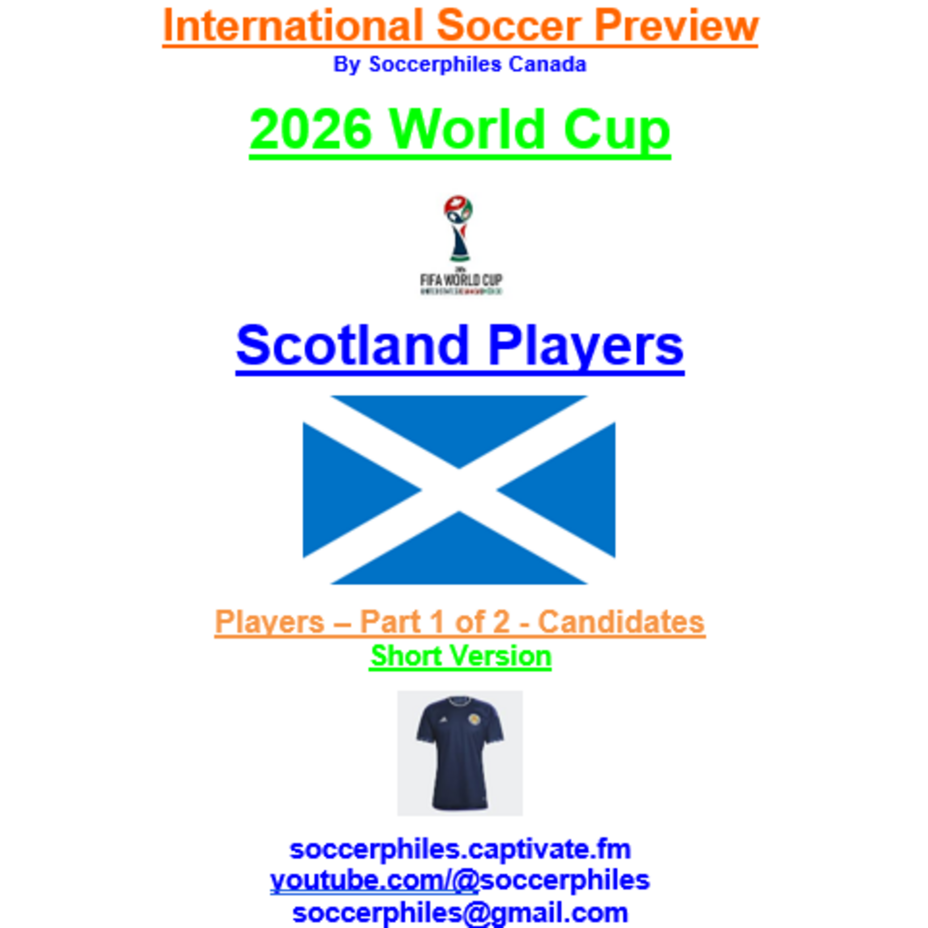 2026 FIFA World Cup – Scotland Players – Part 1 of 2 – Short Version