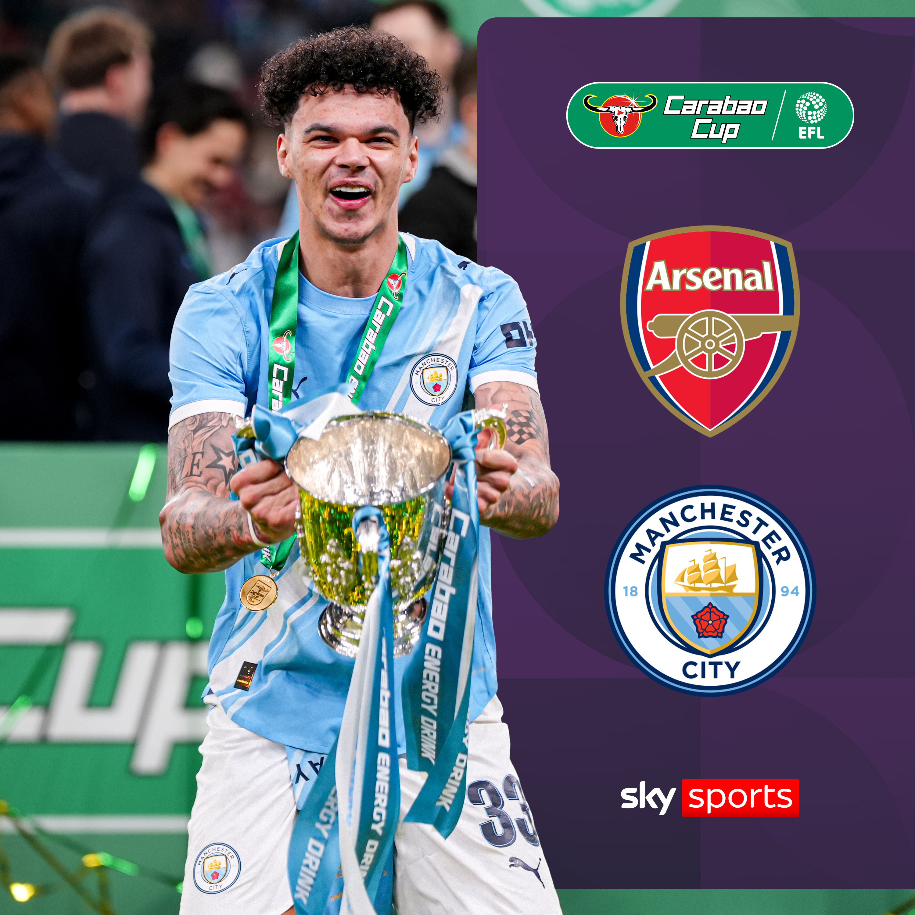 Man City end Arsenal's quadruple hopes as O'Reilly brace clinches Carabao Cup win
