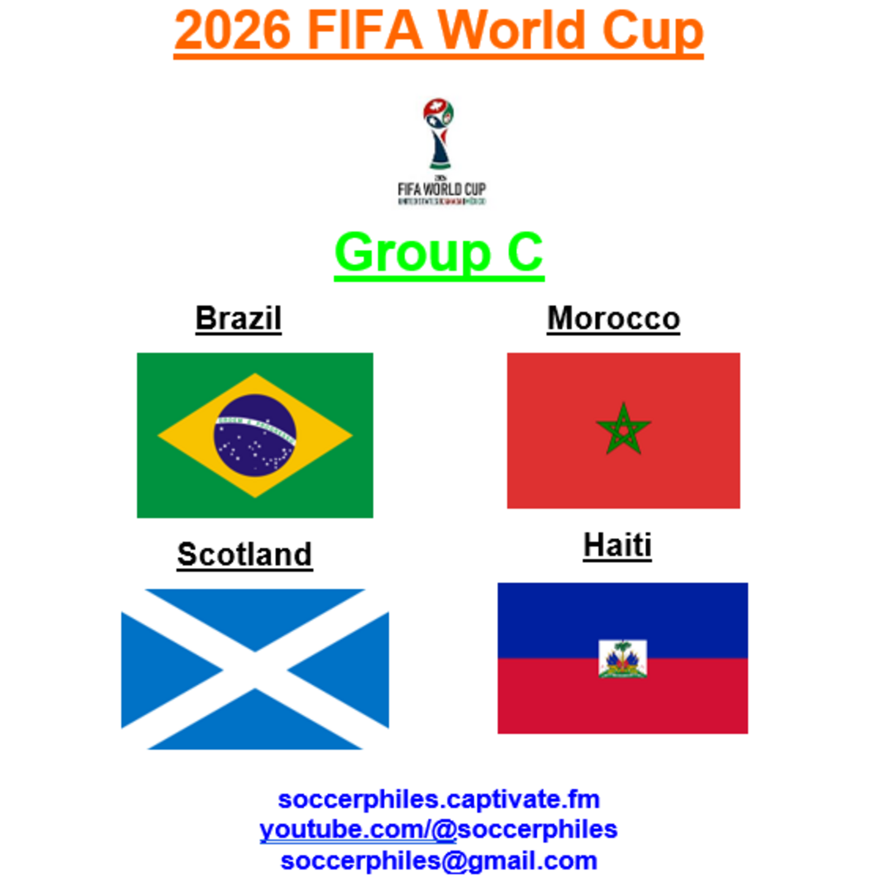 2026 FIFA World Cup - Group C – Brazil, Morocco, Scotland, Haiti