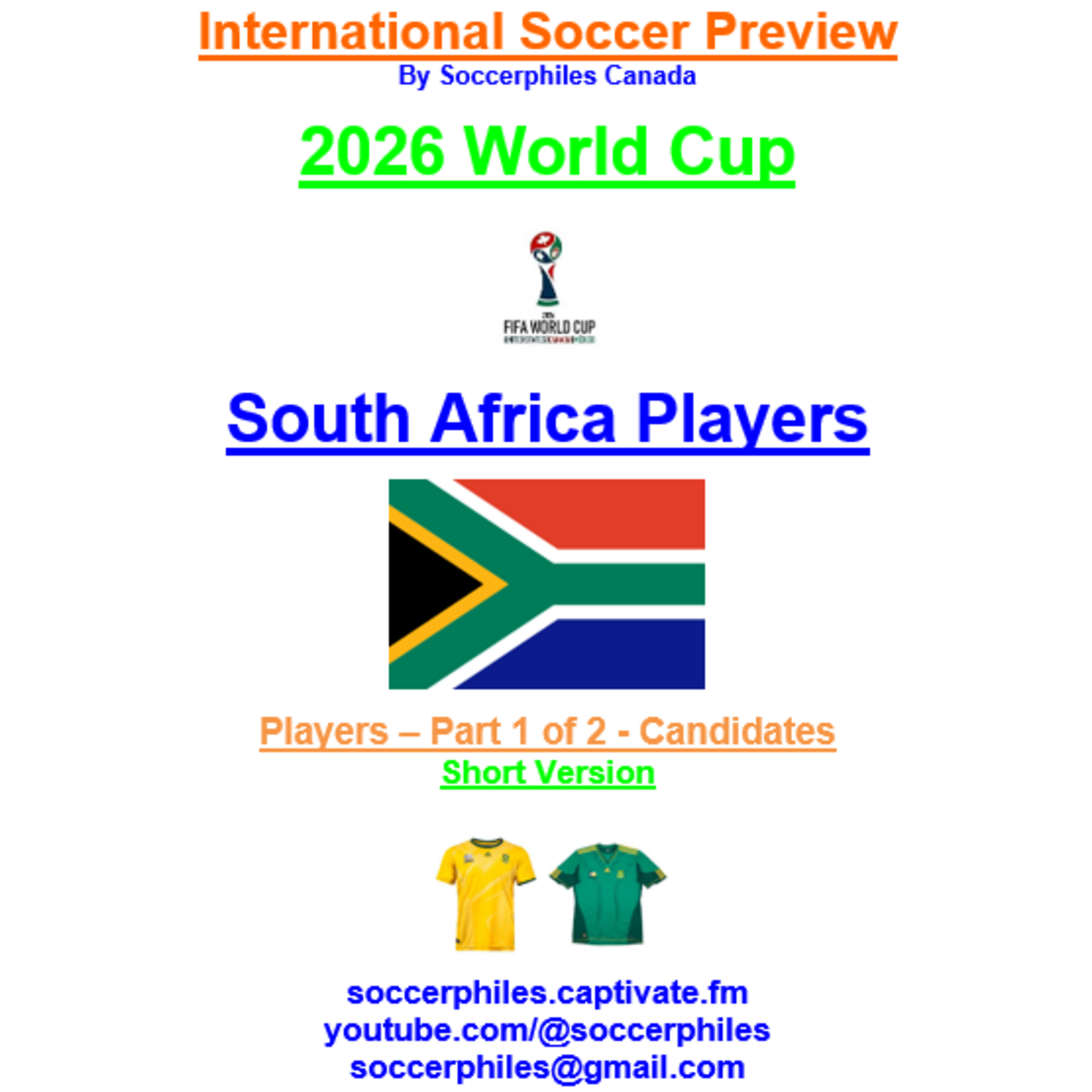 2026 FIFA World Cup – South Africa Players – Part 1 of 2 – Short Version