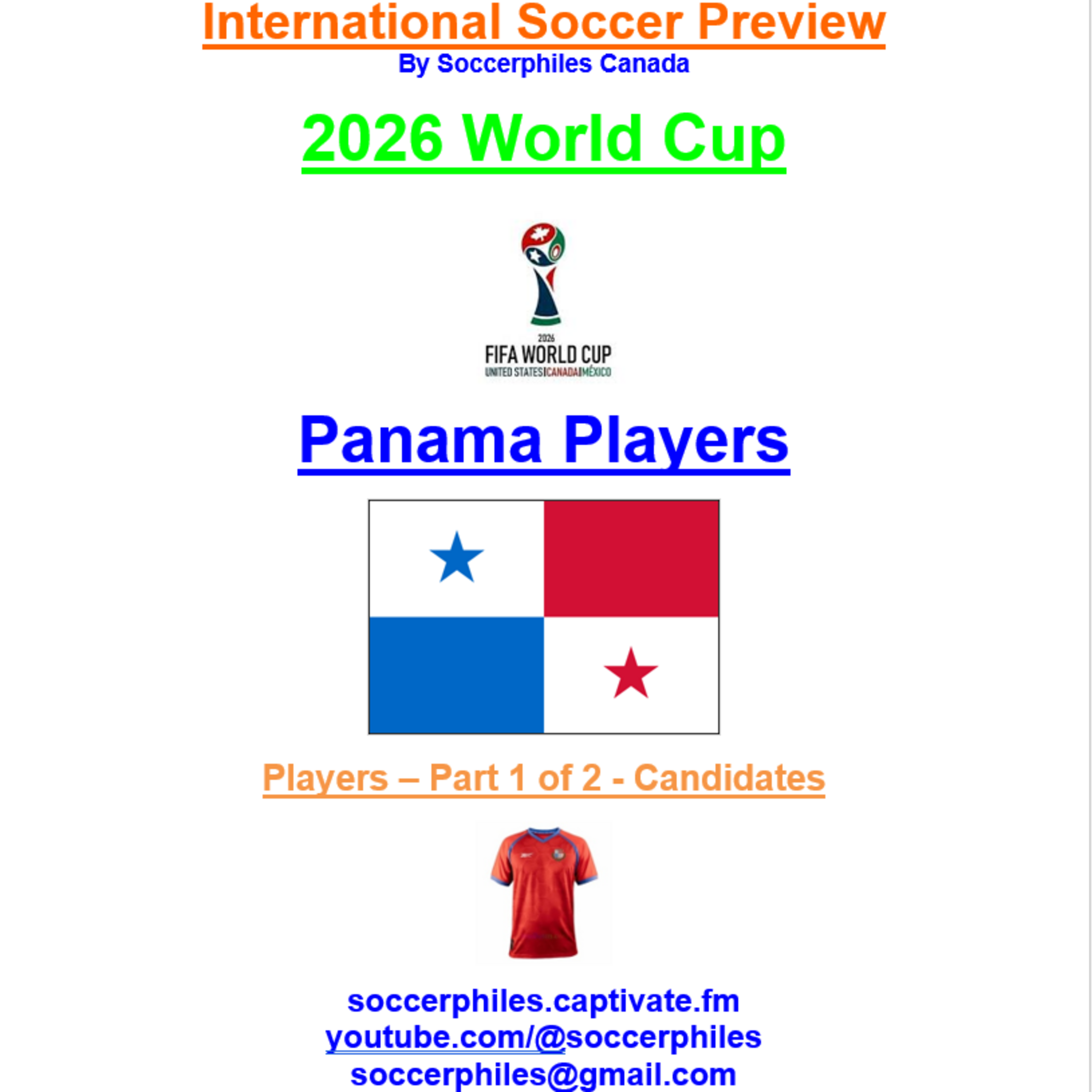 2026 FIFA World Cup – Panama Players – Part 1 of 2